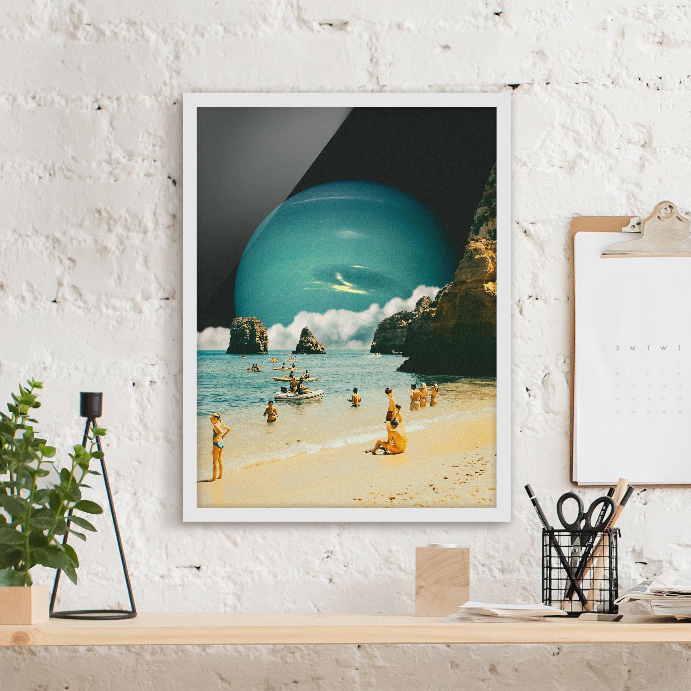 Bild mit Rahmen Retro Collage - Weltraum Strand