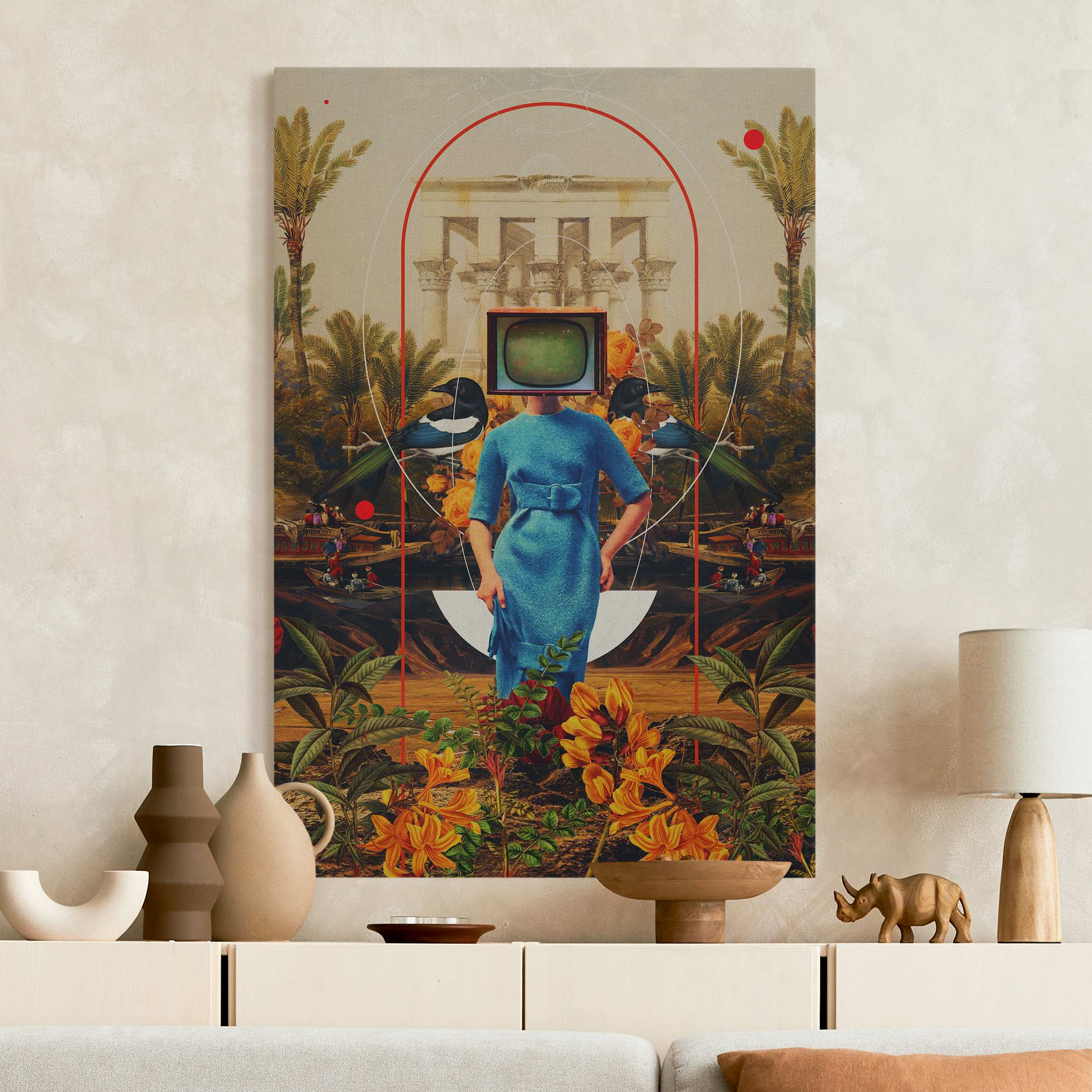 Akustikbild Retro Dschungel Fernseher