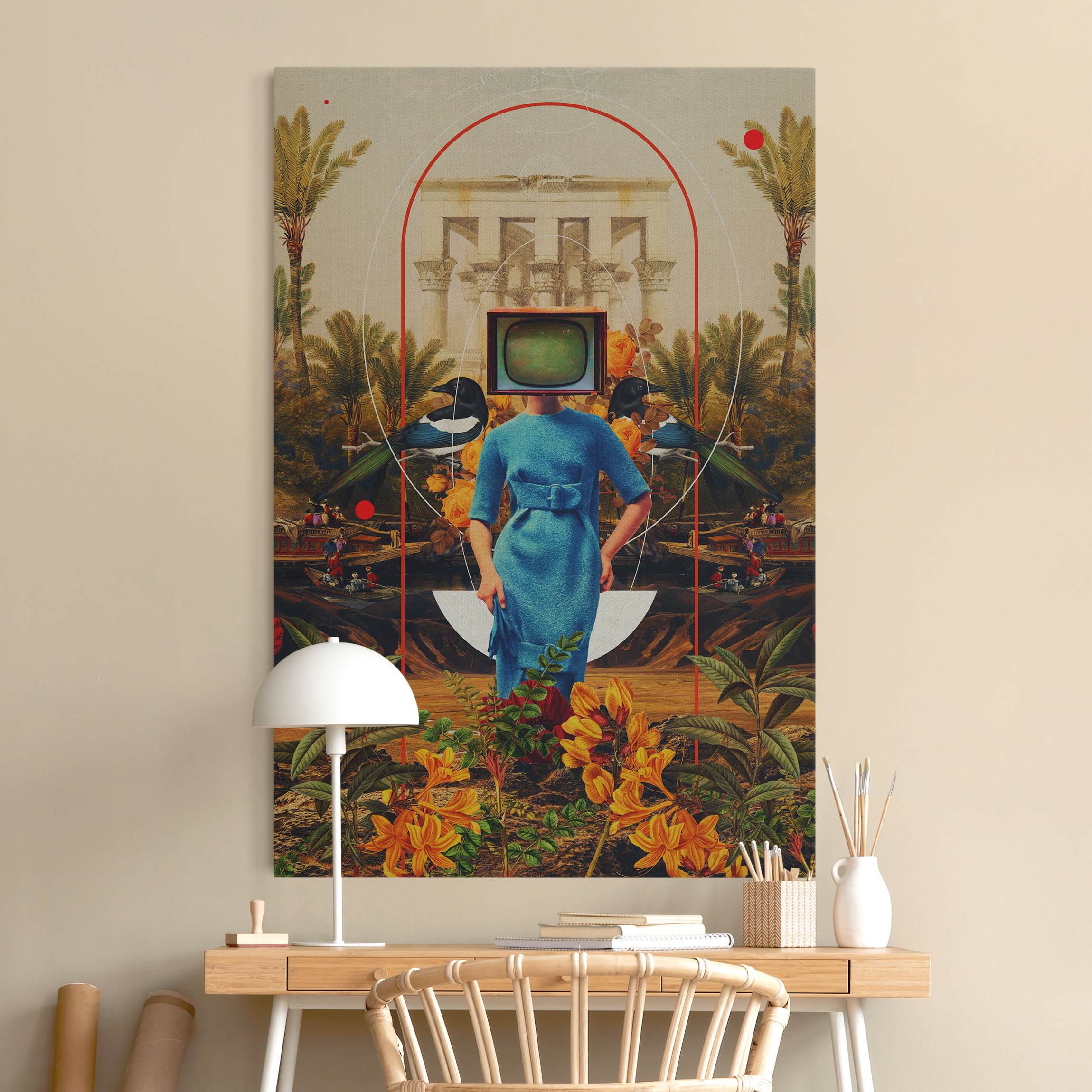 Akustikbild Retro Dschungel Fernseher