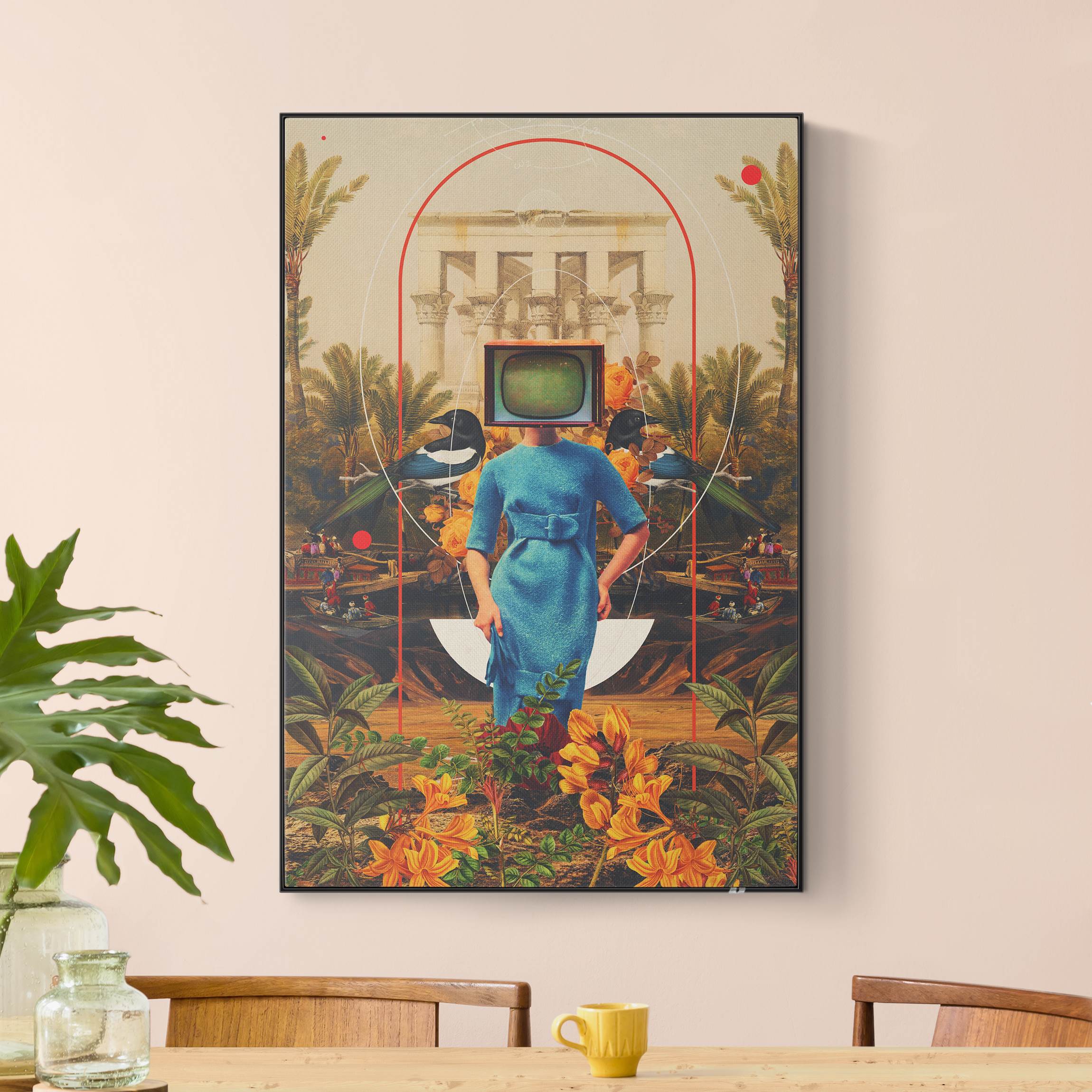 Akustik-Wechselbild Retro Dschungel Fernseher