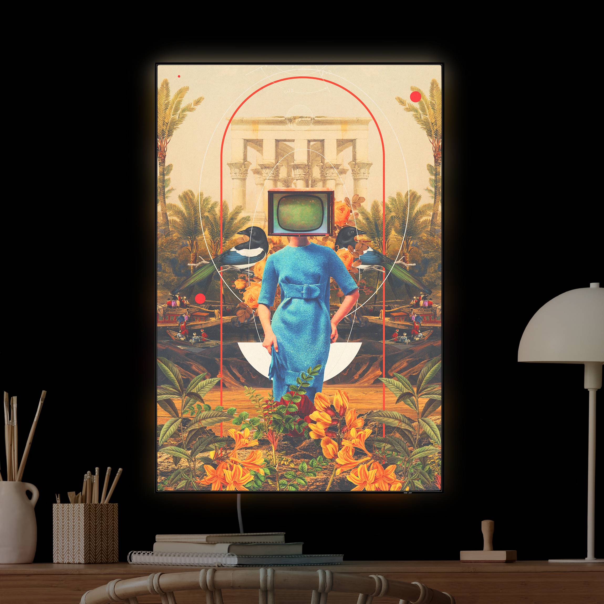 LED-Wechselbild Retro Dschungel Fernseher