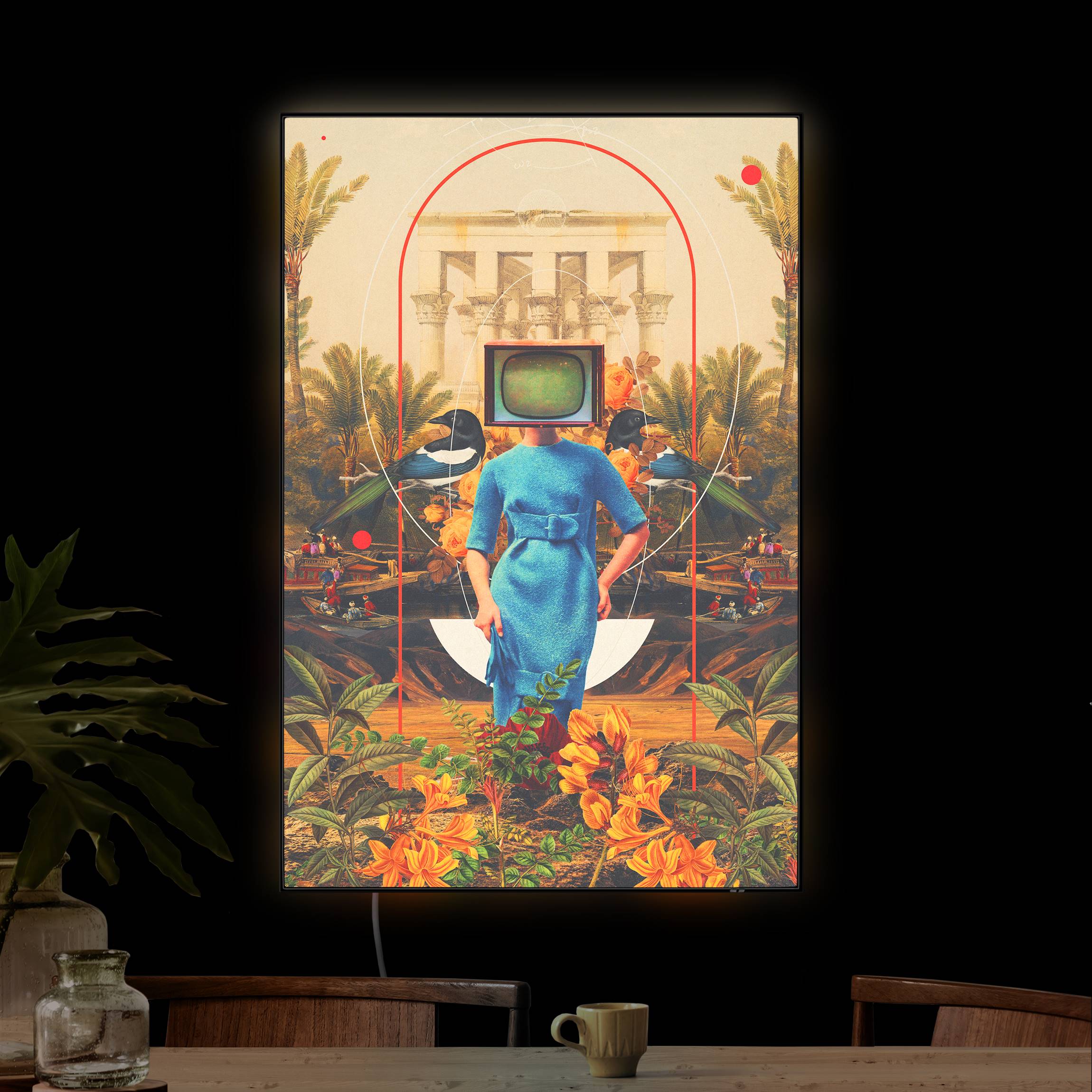 LED-Wechselbild Retro Dschungel Fernseher