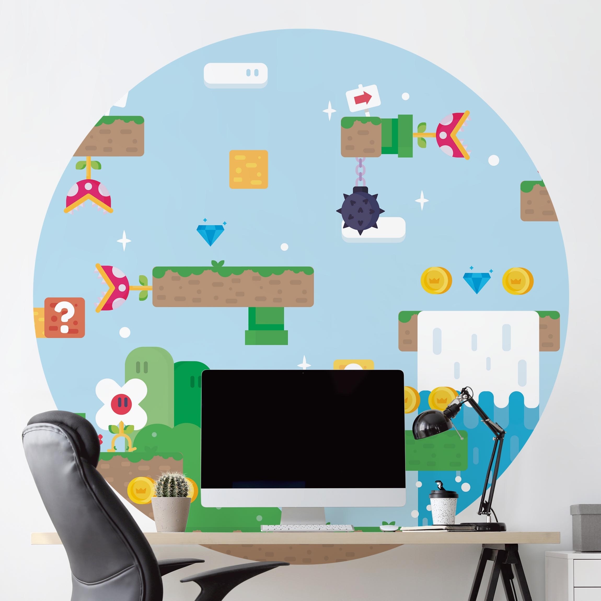 Runde Tapete selbstklebend Retro Game Klassiker