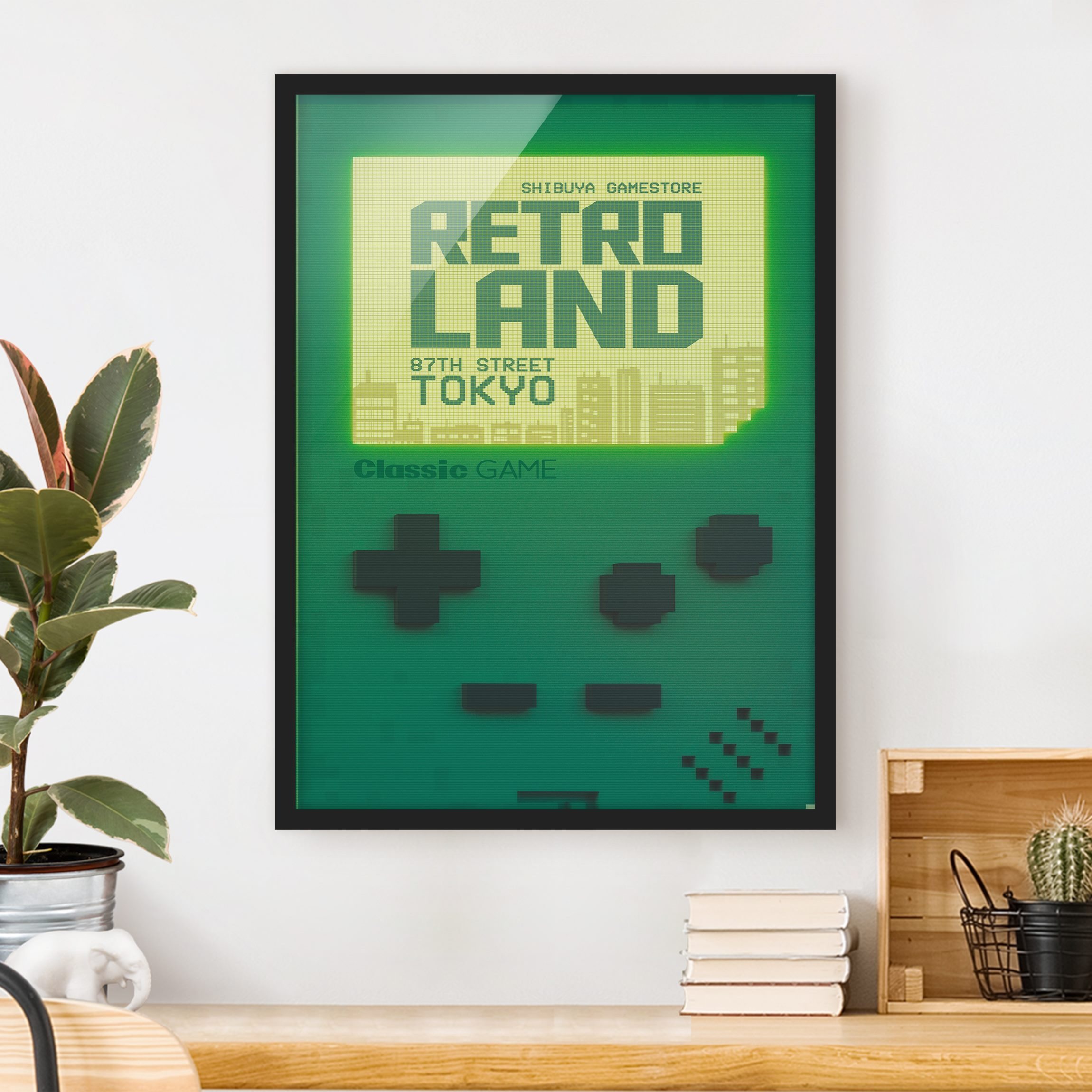 Bild mit Rahmen Retro Gaming Konsole in Türkis