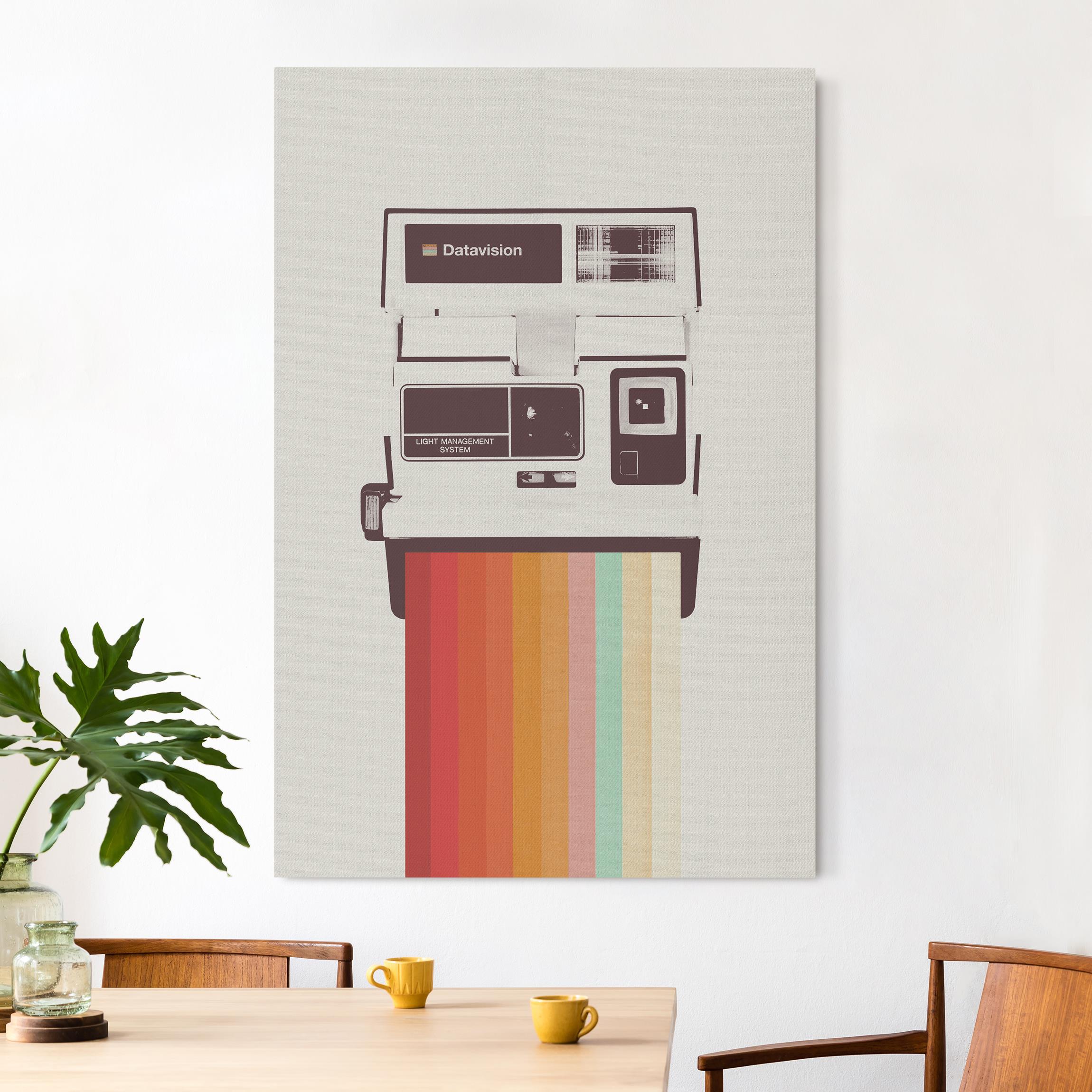 Akustikbild Retro Kamera mit Regenbogen Film