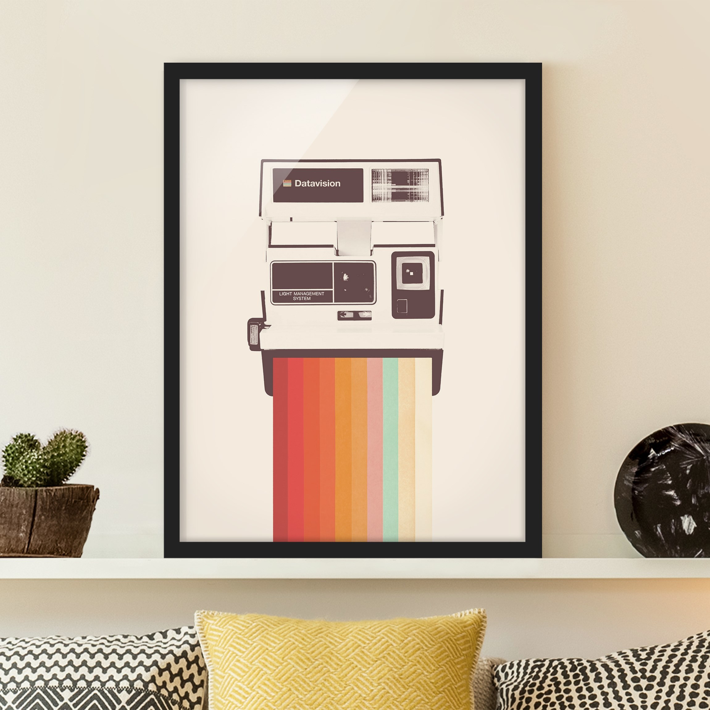 Bild mit Rahmen Retro Kamera mit Regenbogen Film