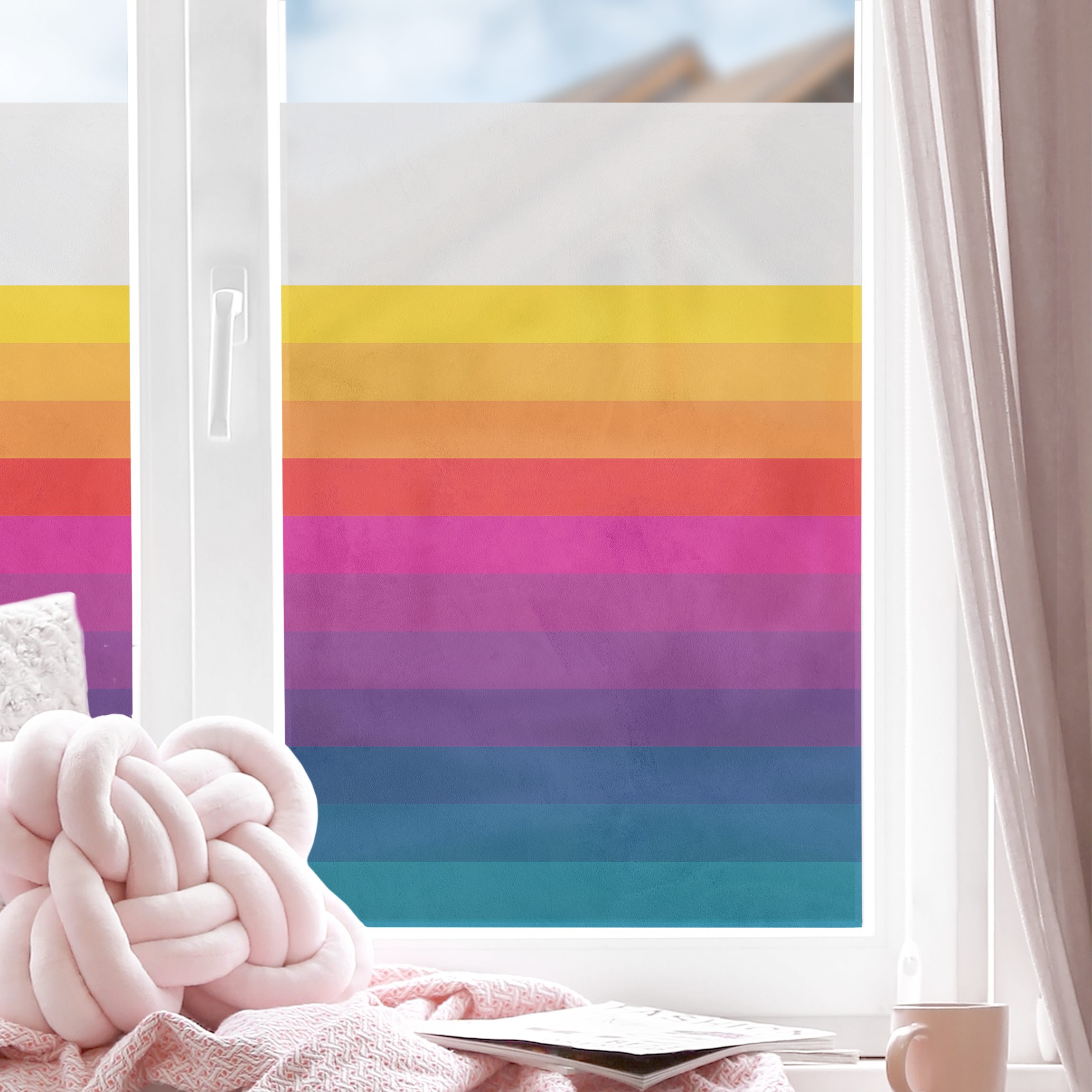 Fensterfolie Retro Regenbogen Streifen