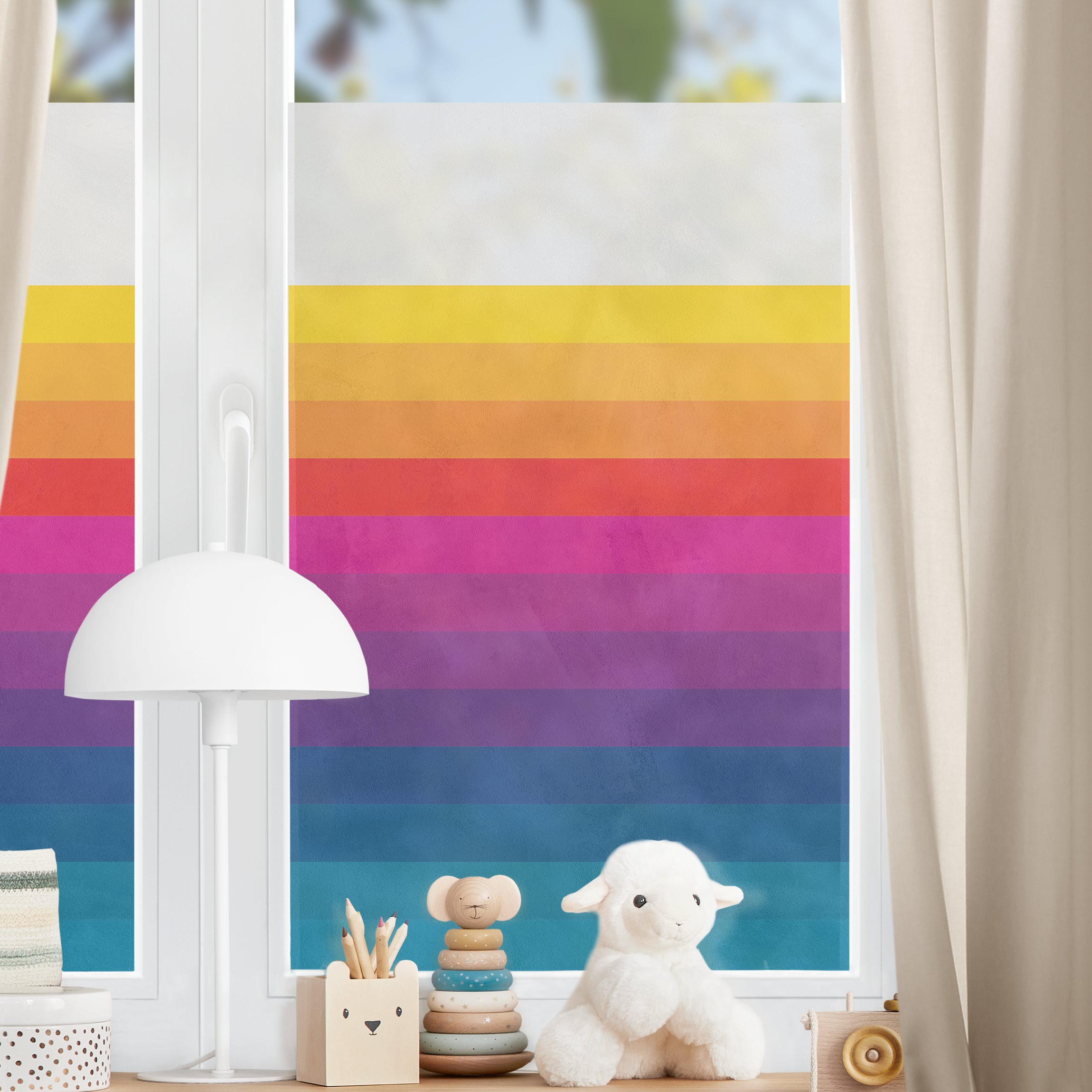 Fensterfolie Retro Regenbogen Streifen