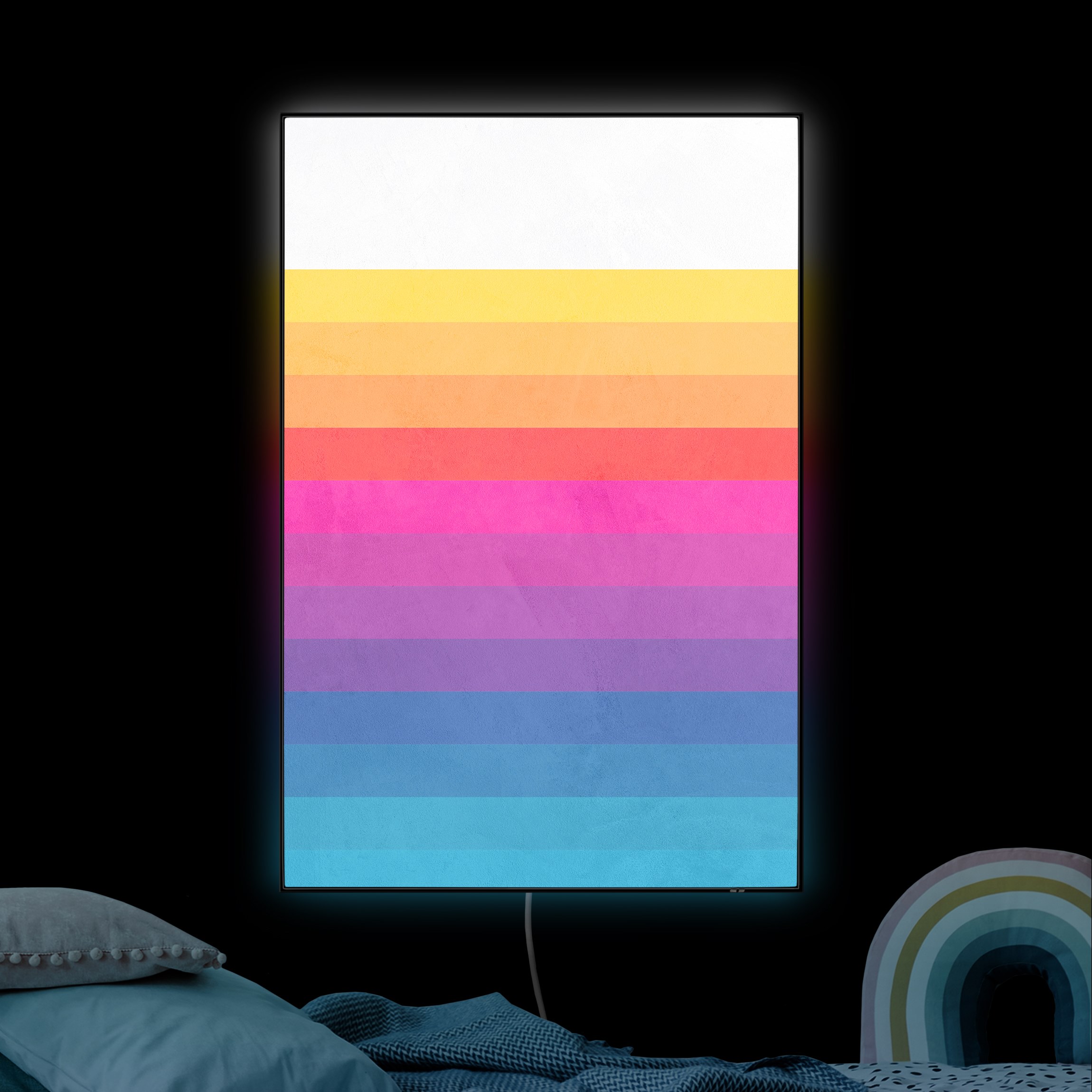 LED-Wechselbild Retro Regenbogen Streifen