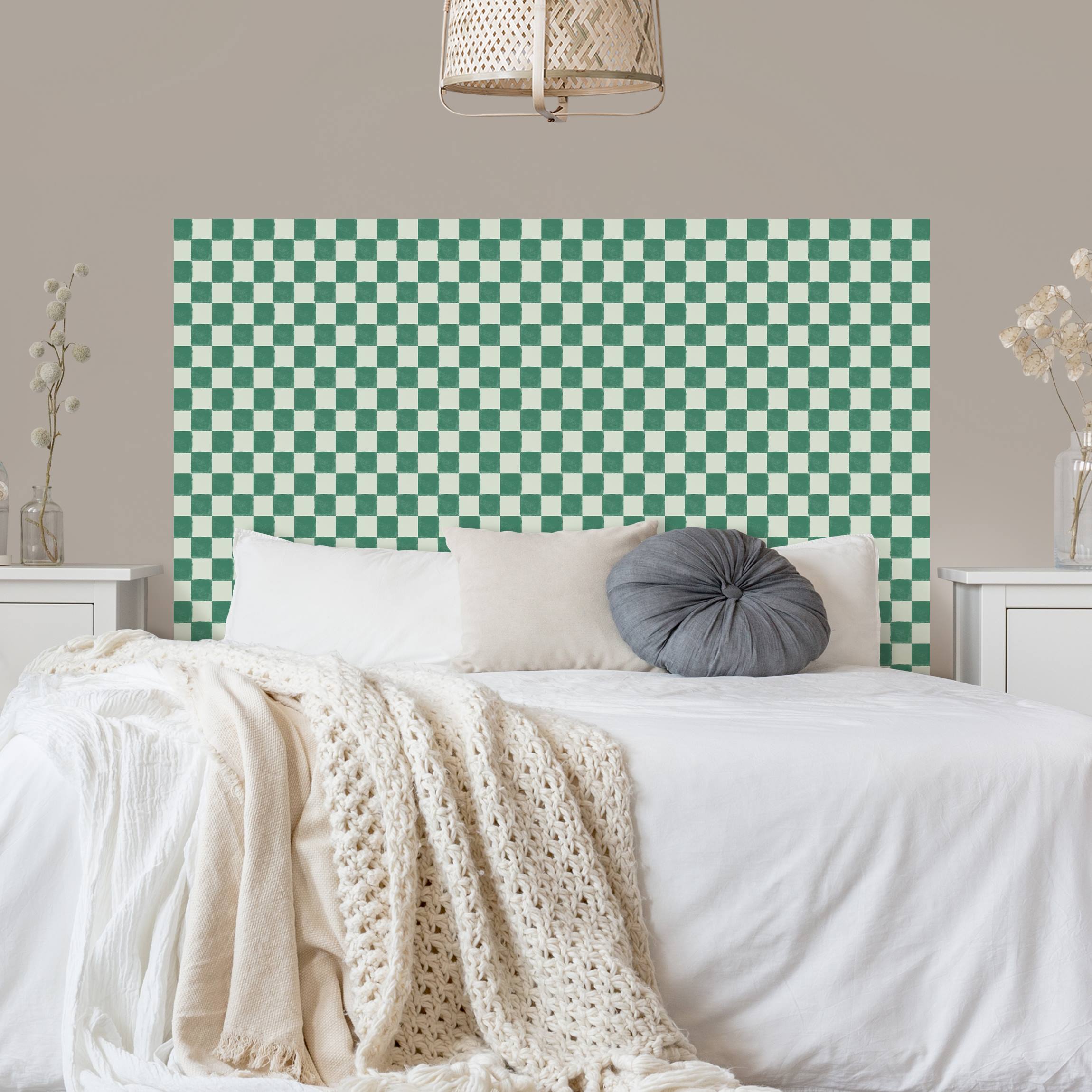 Kopfteil Bett Retro Schachmuster Mintgrün