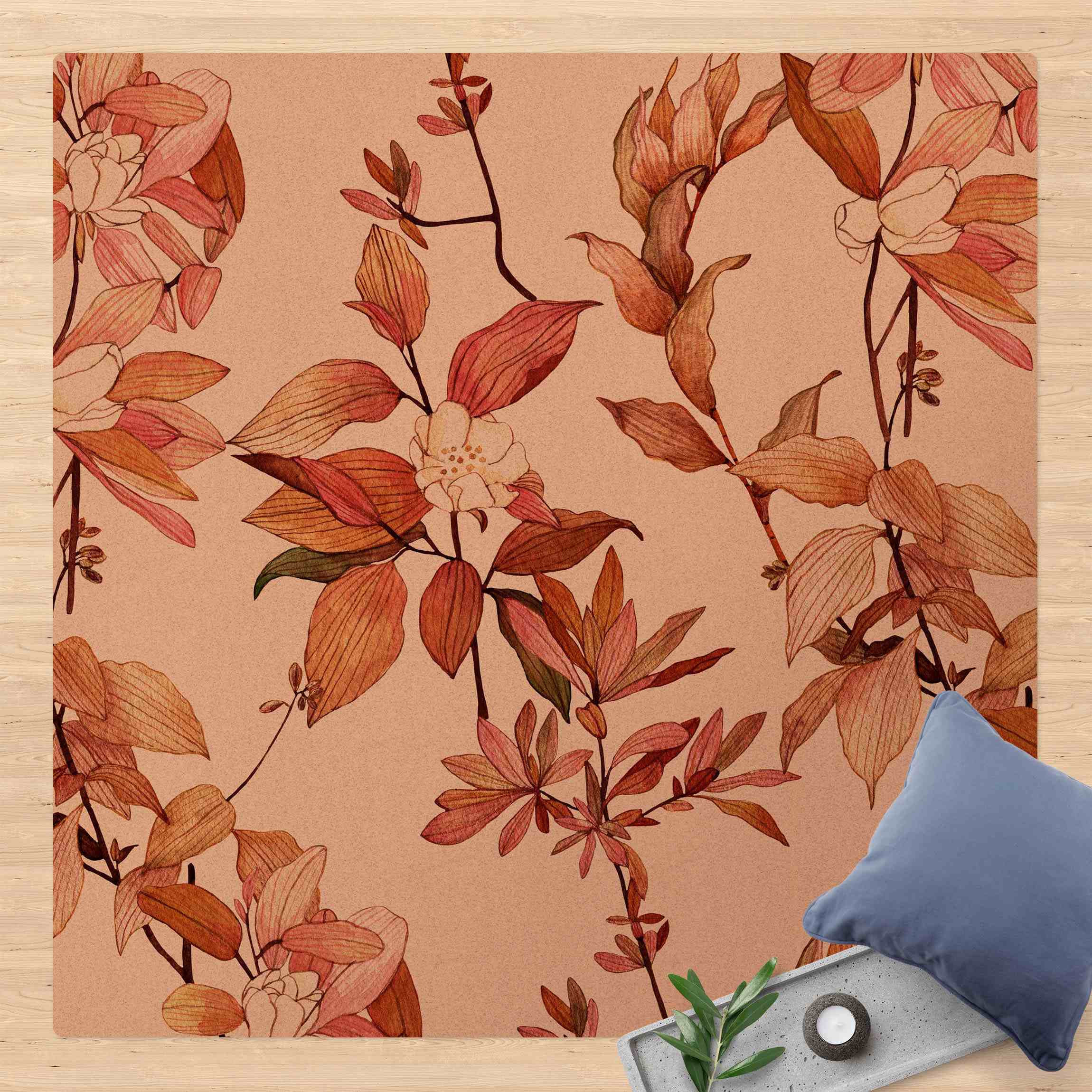 Kork-Teppich Romantisches Blütenaquarell Natur