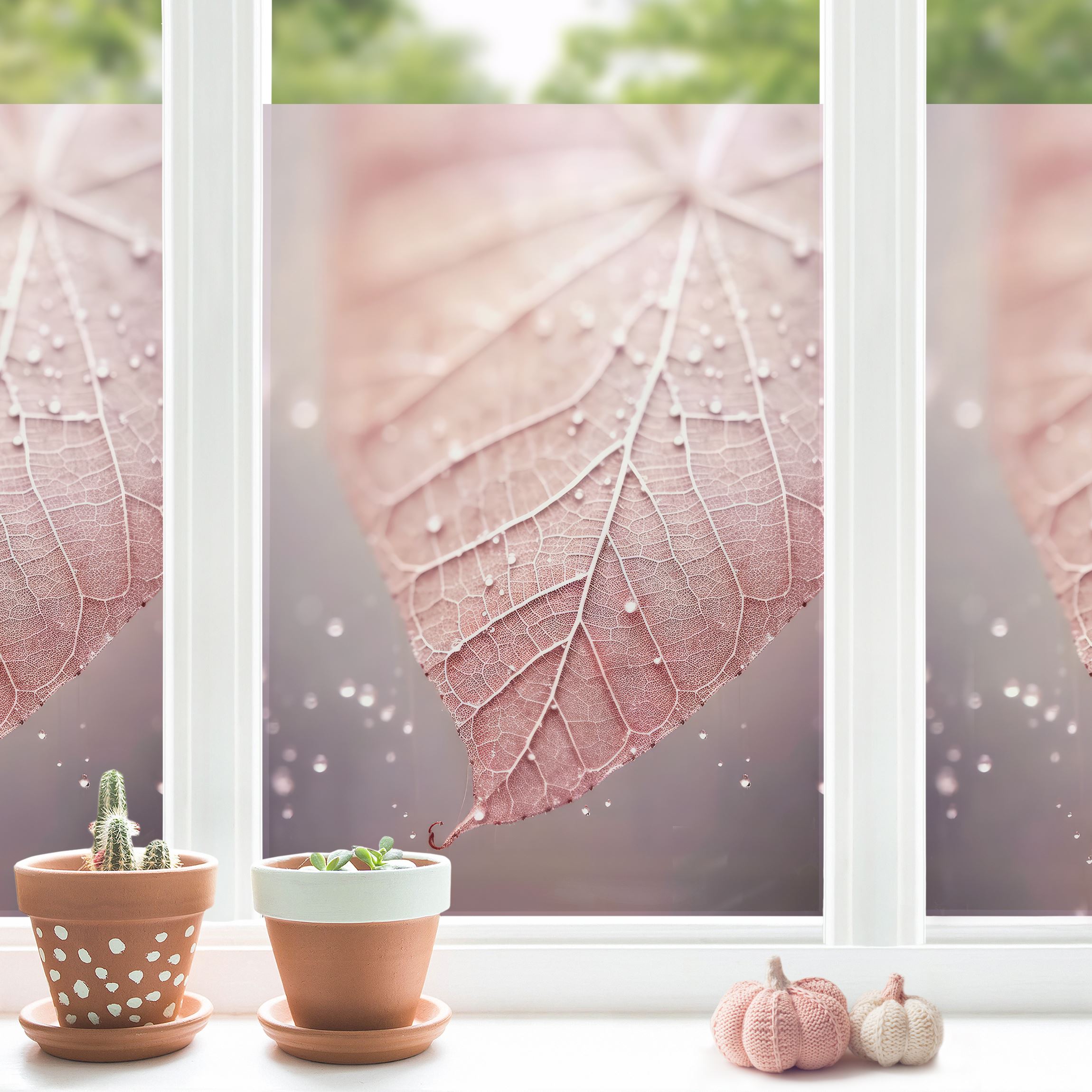 Fensterfolie Rosa Blatt Close-Up