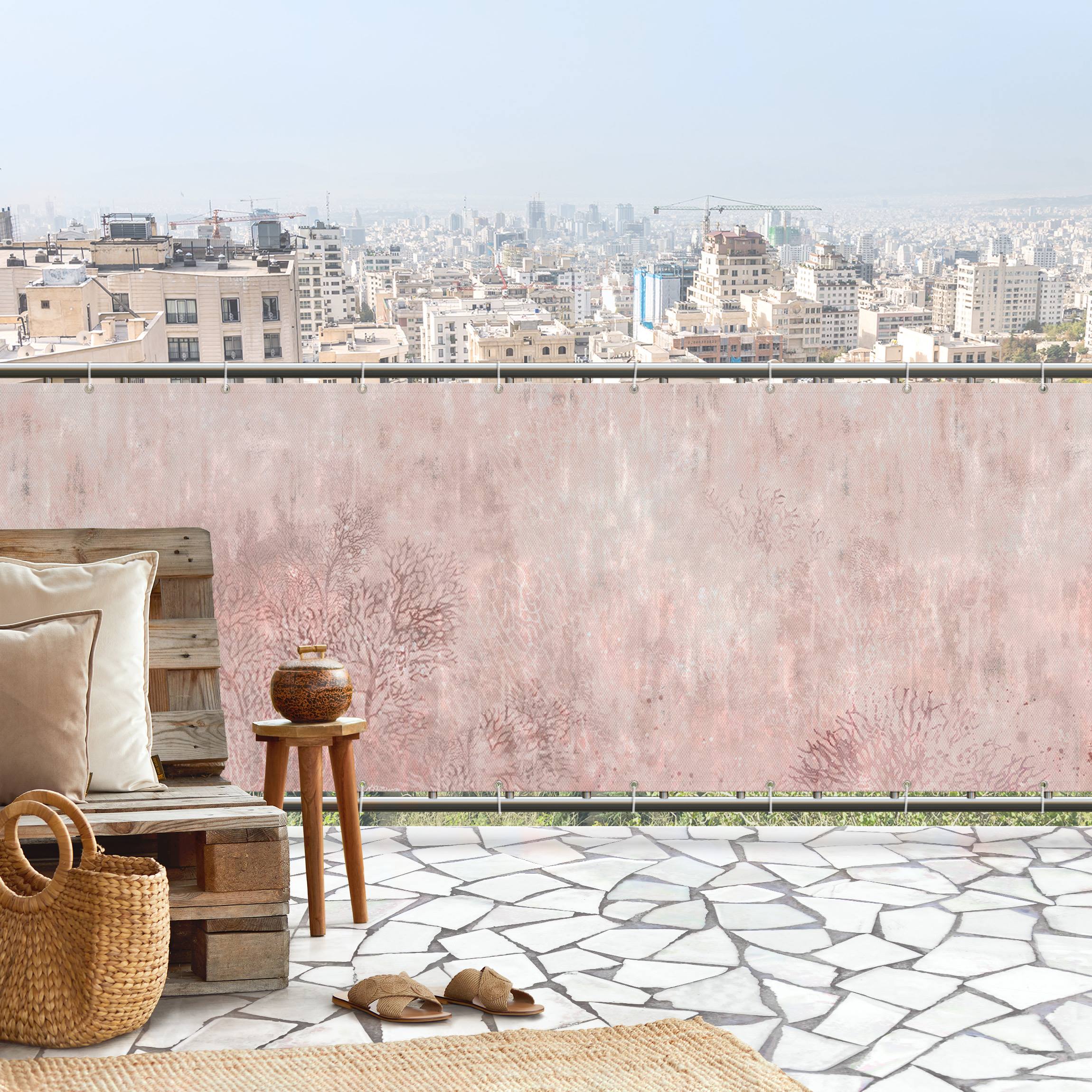 Balkon Sichtschutz Rosa Korallengrund
