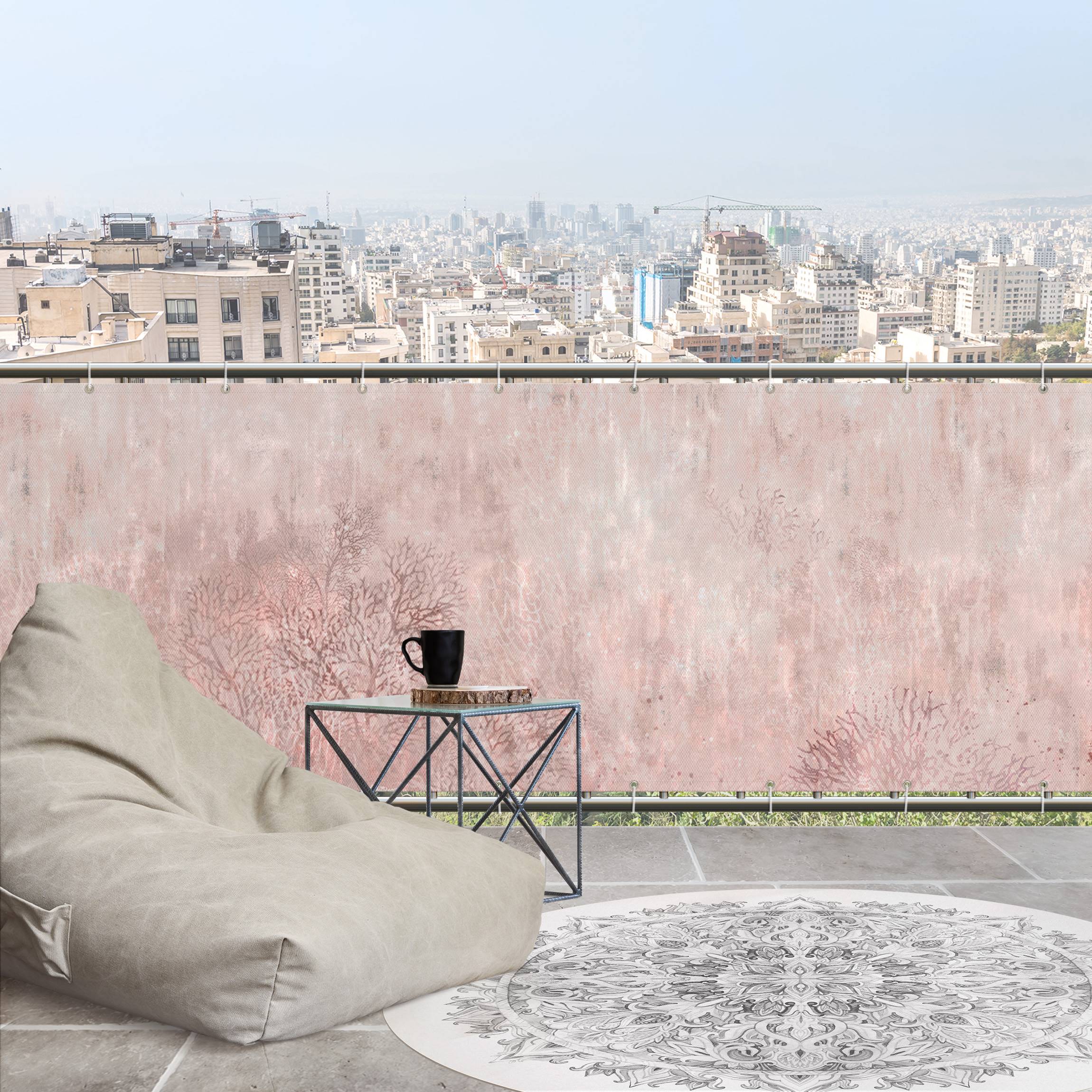 Balkon Sichtschutz Rosa Korallengrund