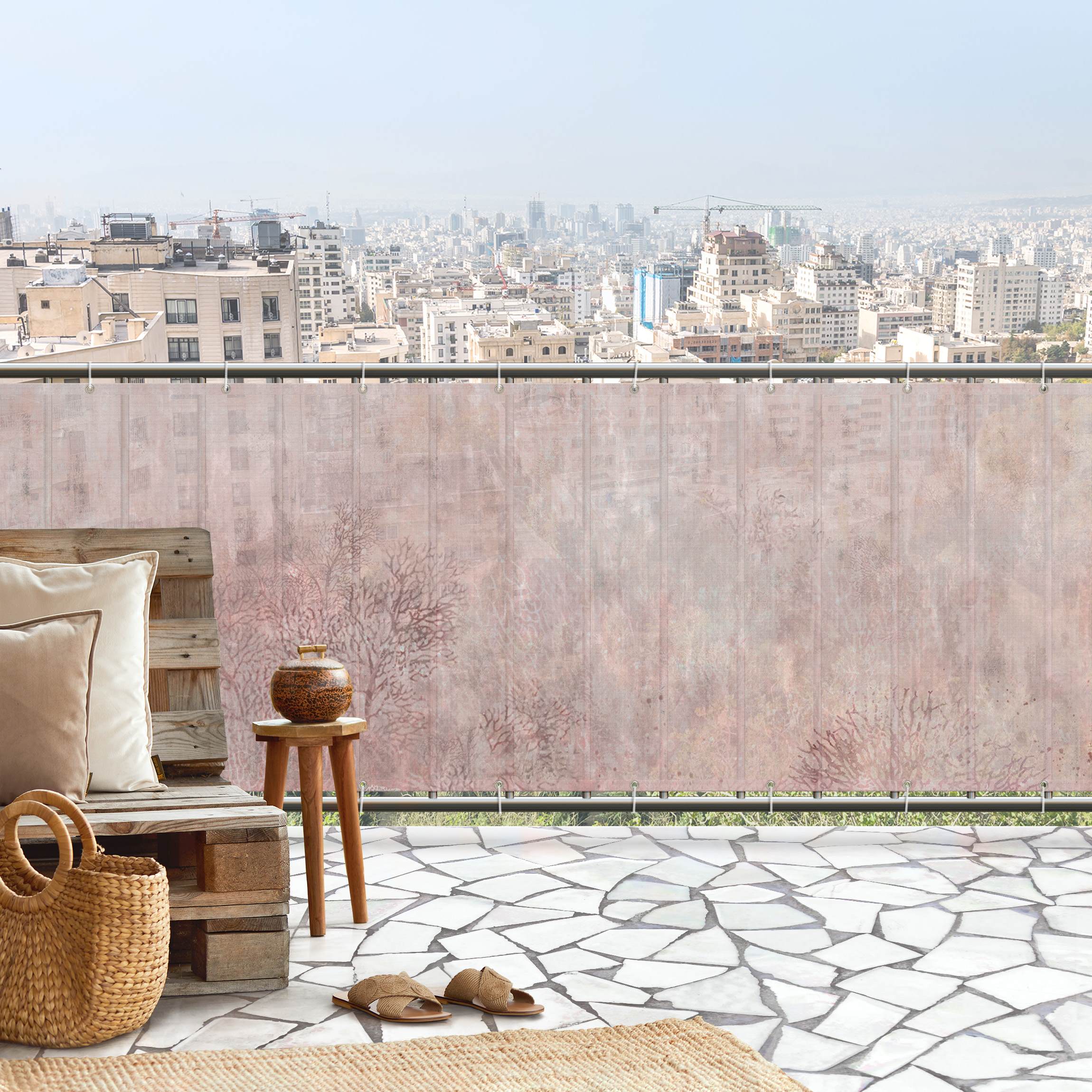 Balkon Sichtschutz Rosa Korallengrund