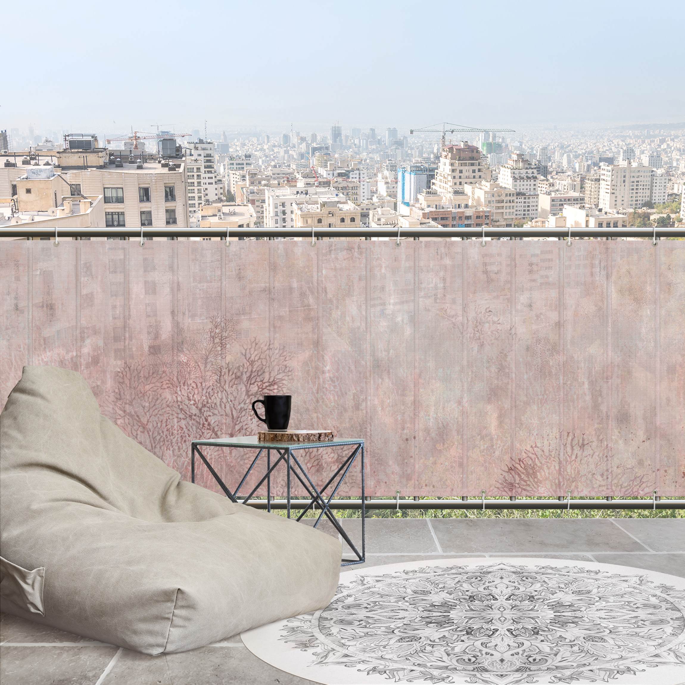 Balkon Sichtschutz Rosa Korallengrund