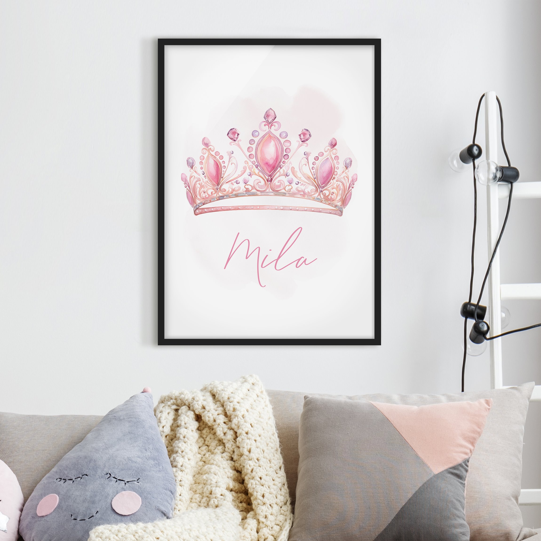 Bild mit Rahmen Rosa Krone mit Wunschtext