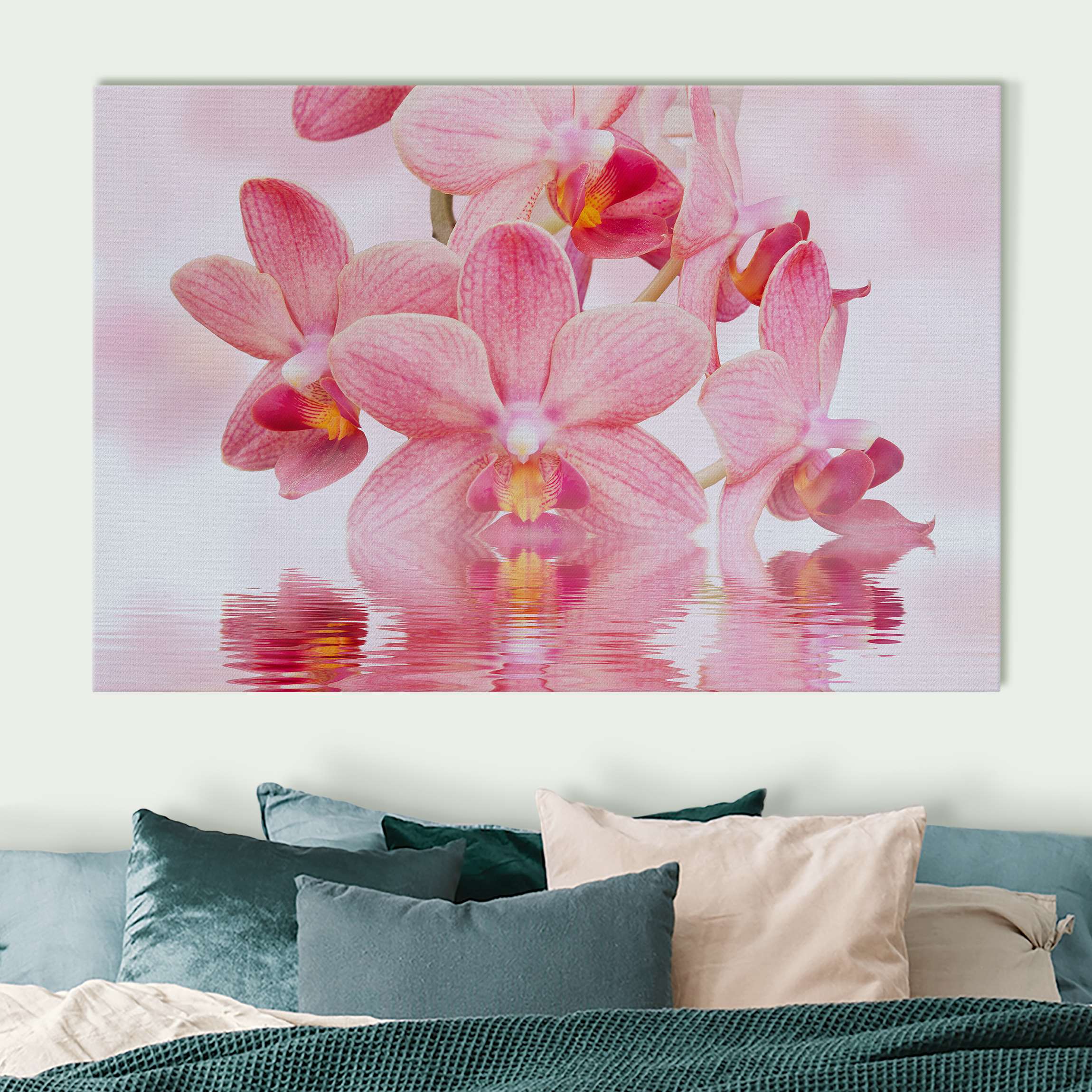 Akustikbild Rosa Orchideen auf Wasser