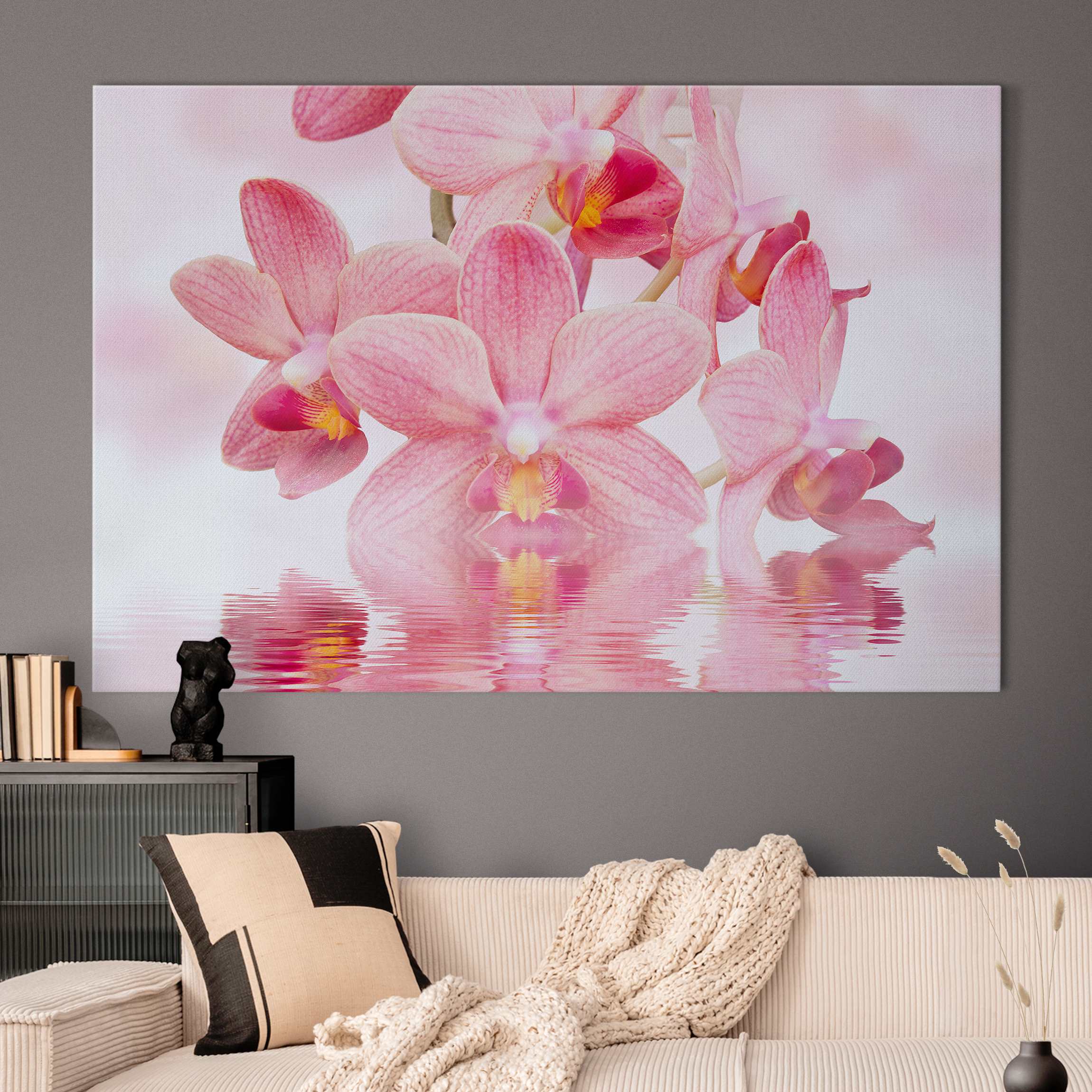 Akustikbild Rosa Orchideen auf Wasser