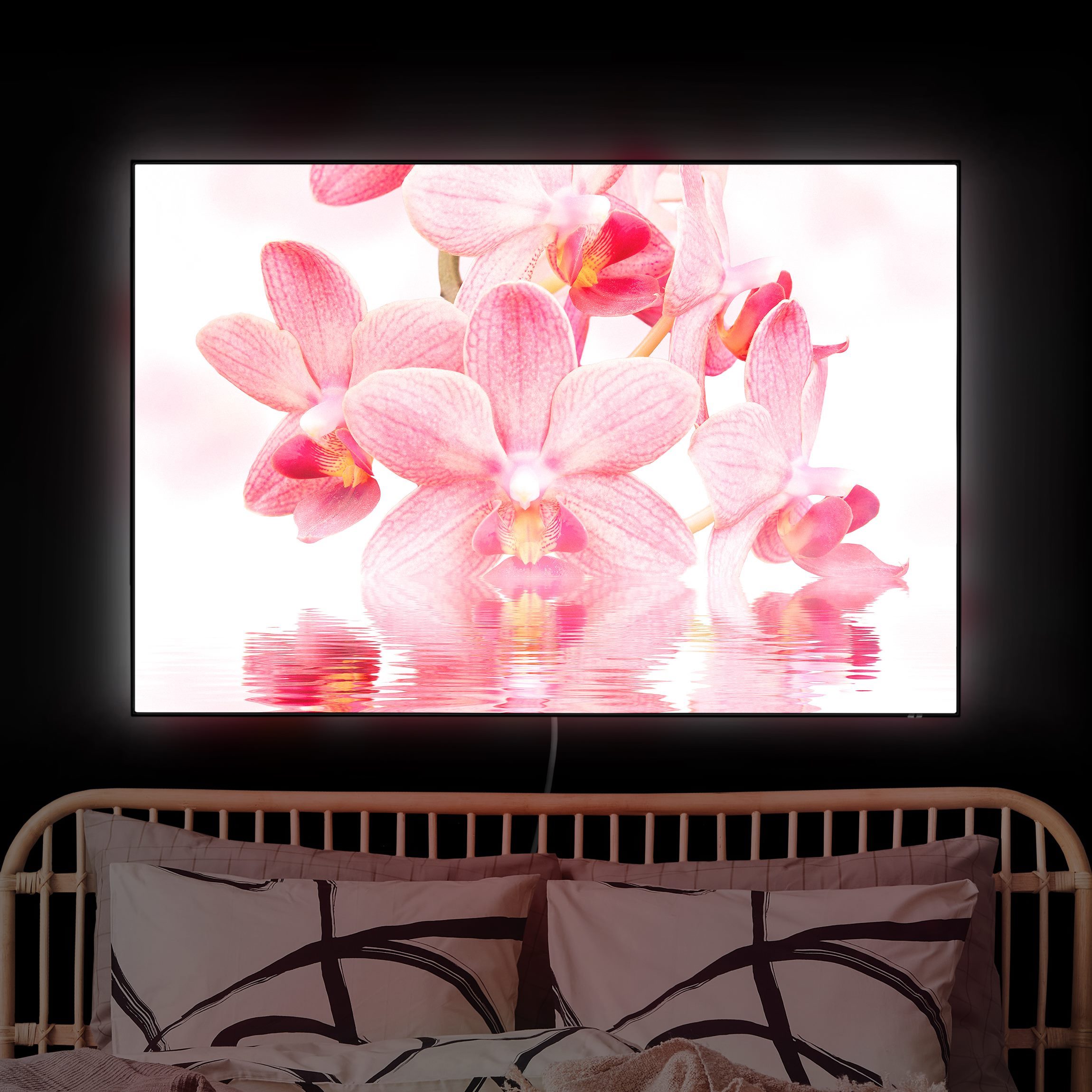 LED-Wechselbild Rosa Orchideen auf Wasser