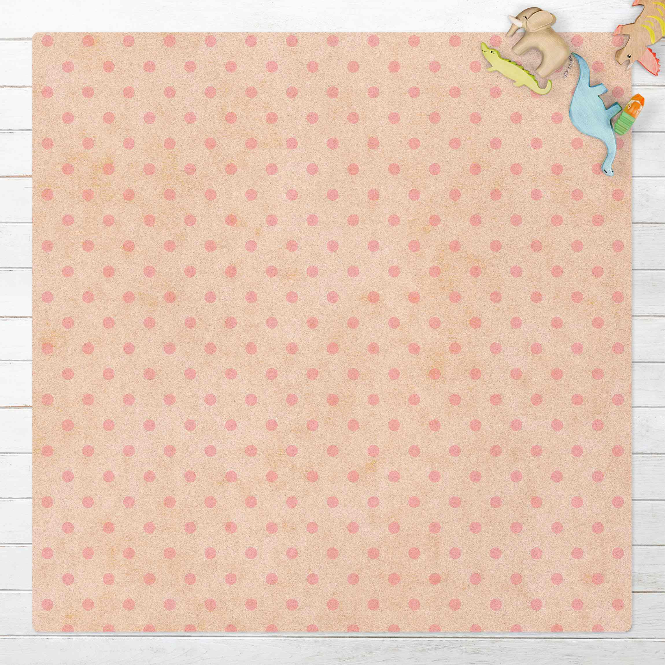 Kork-Teppich Rosa Punkte auf heller Schraffur
