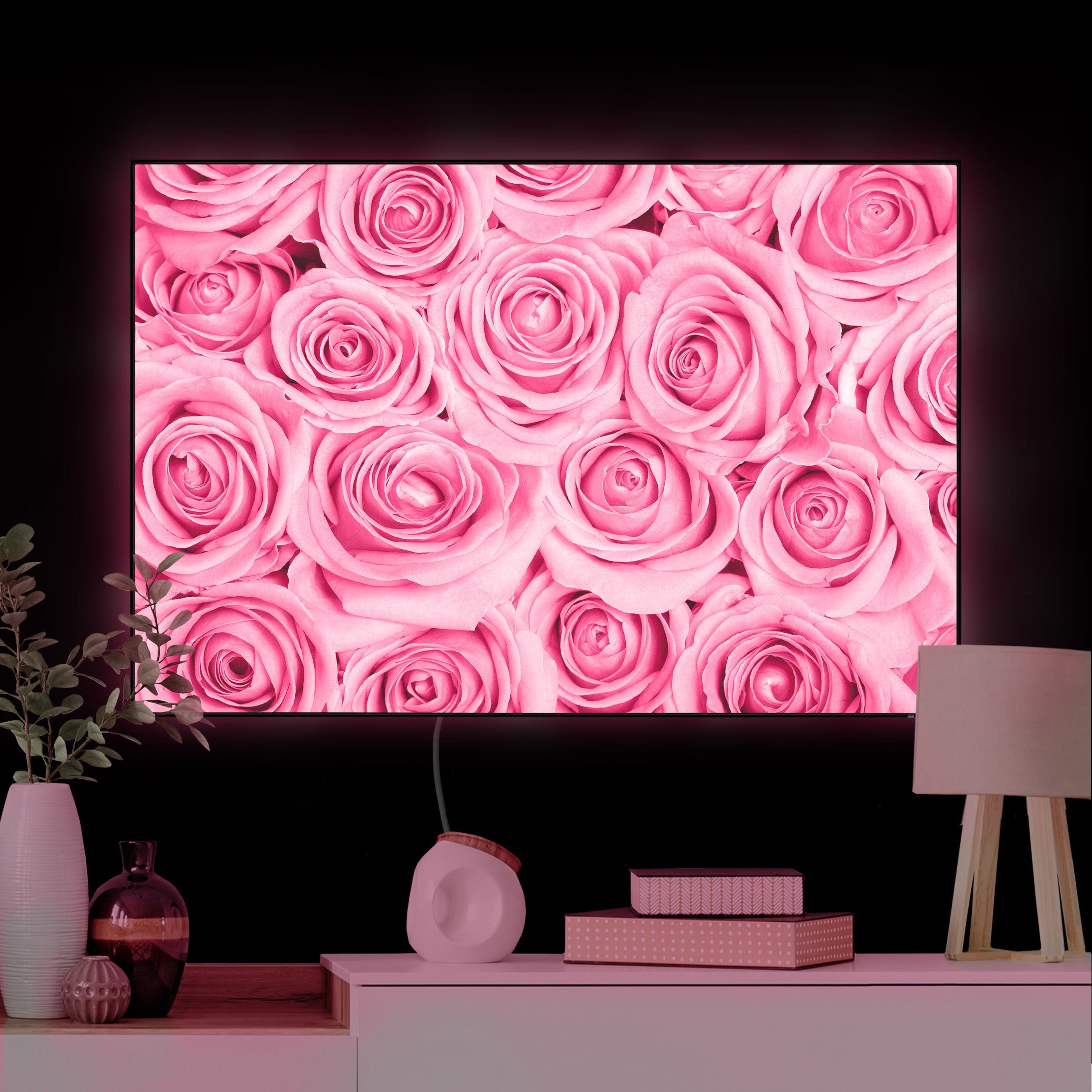 LED-Wechselbild Rosa Rosen