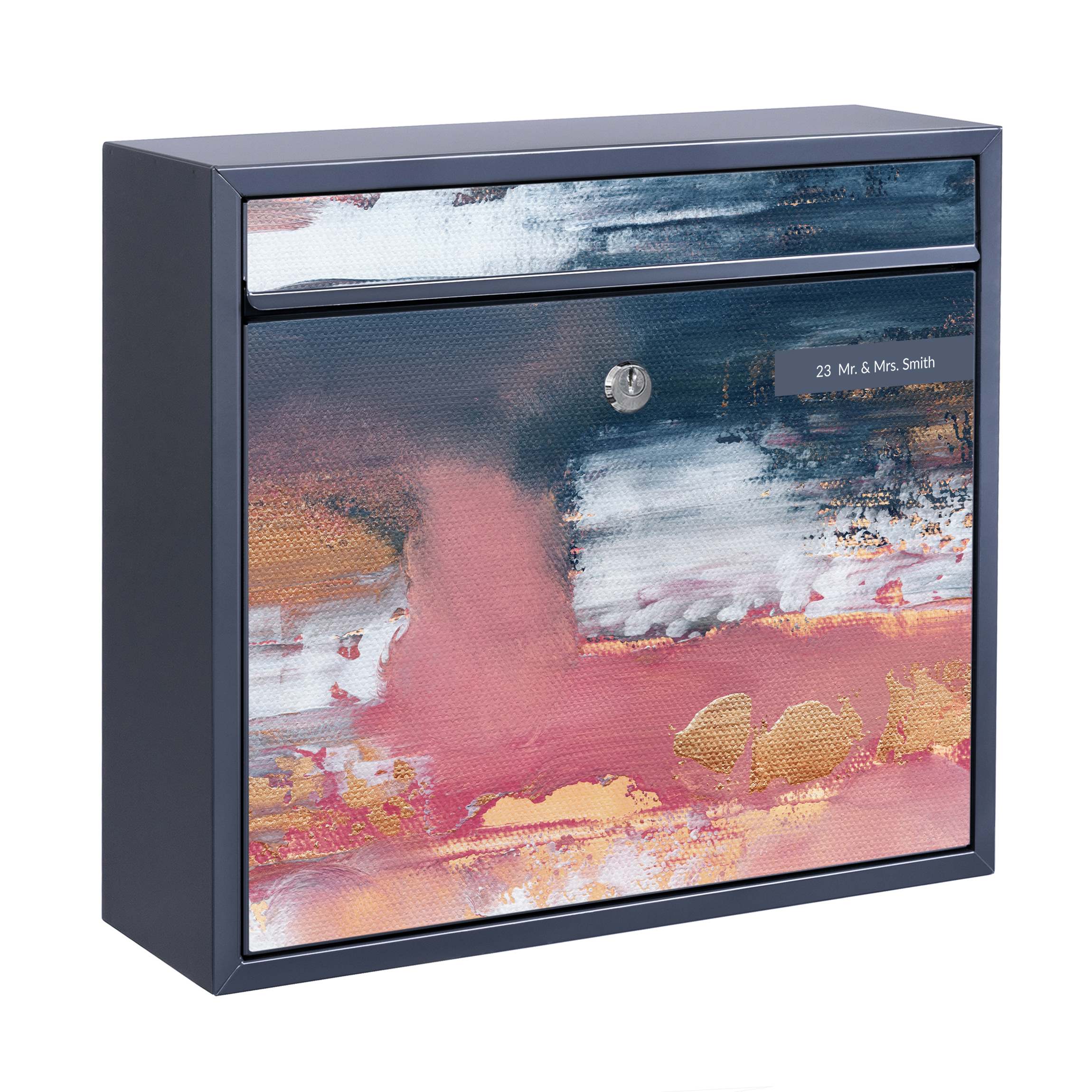 Briefkasten mit eigenem Text Rosa Sturm mit Gold