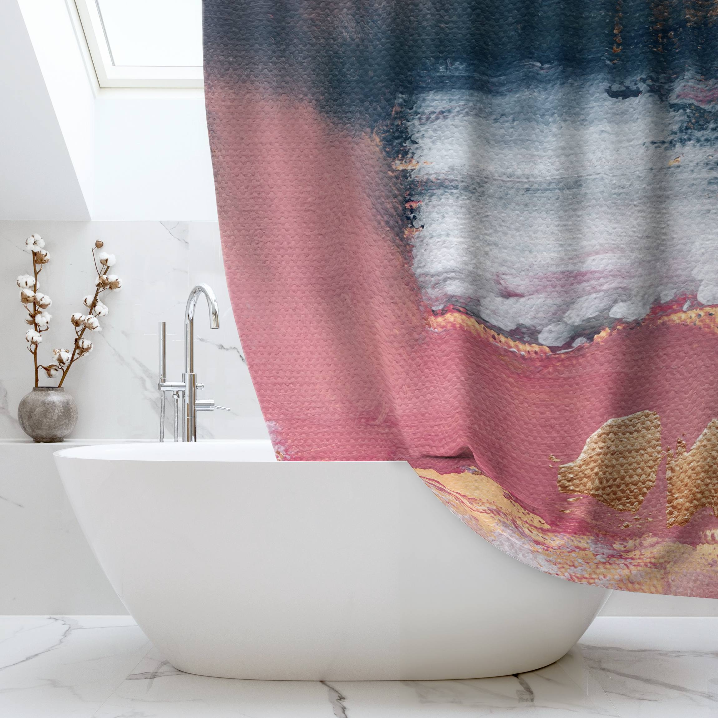 Duschvorhang Rosa Sturm mit Gold
