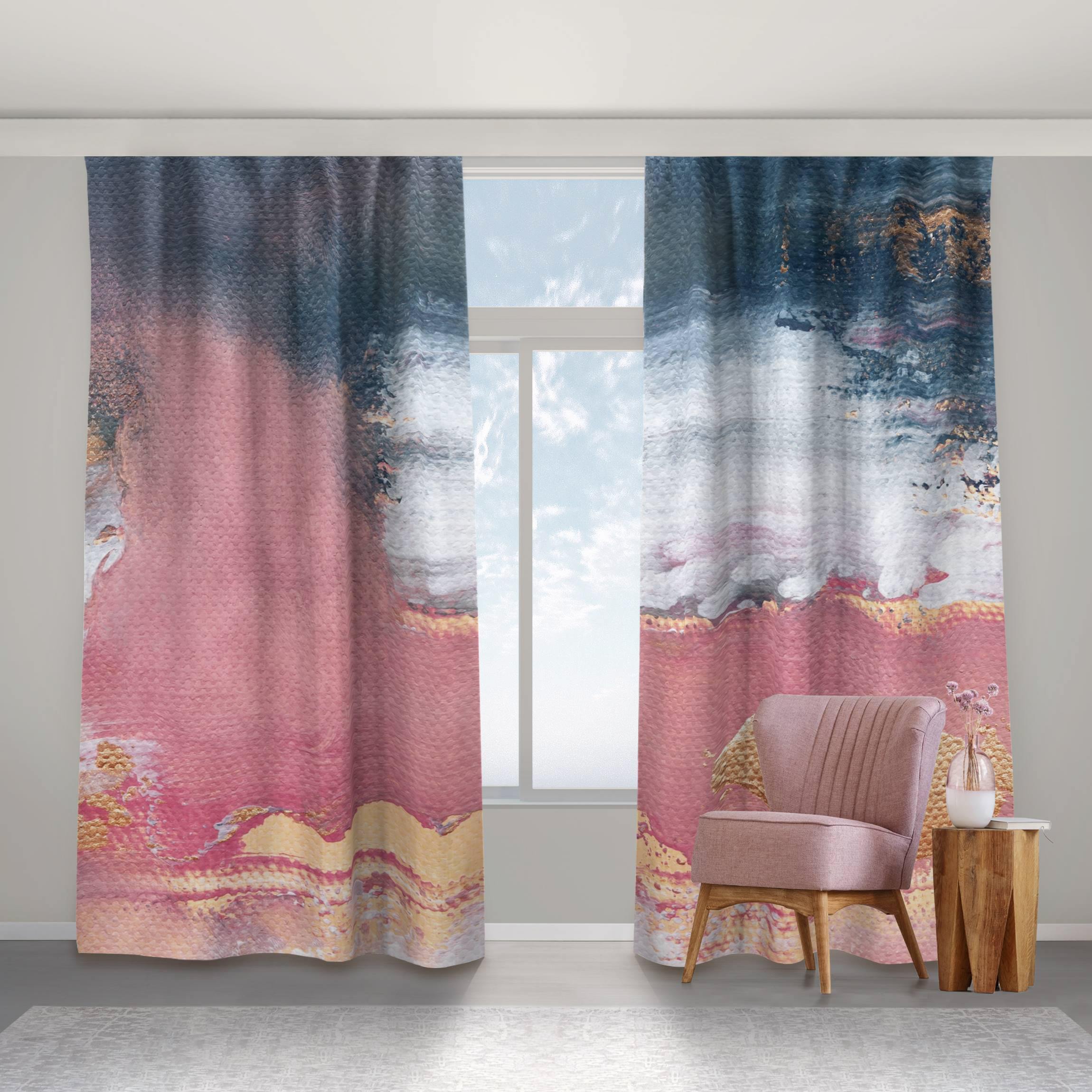 Vorhang Rosa Sturm mit Gold