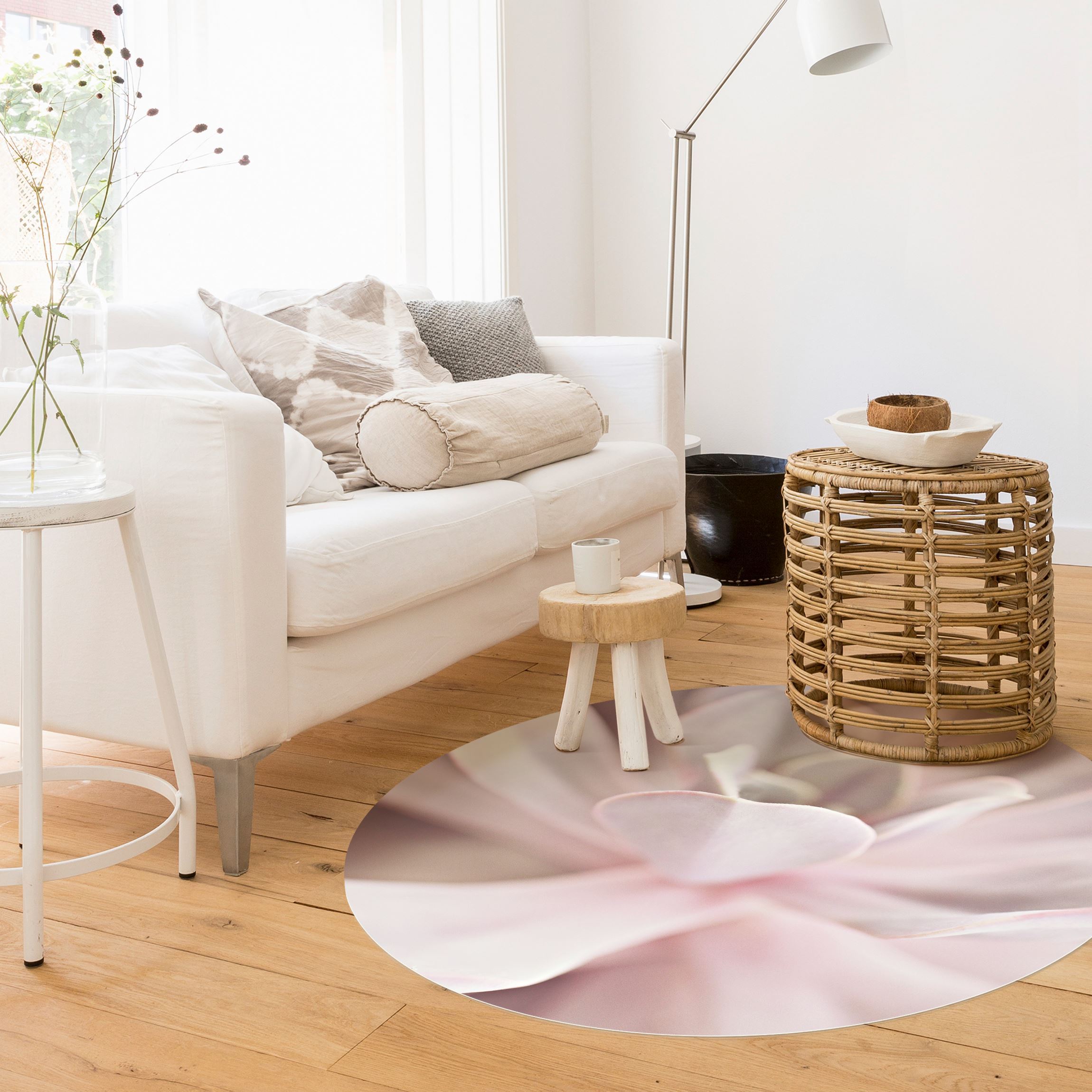 Runder Vinyl-Teppich Rosane Sukkulentenblüte