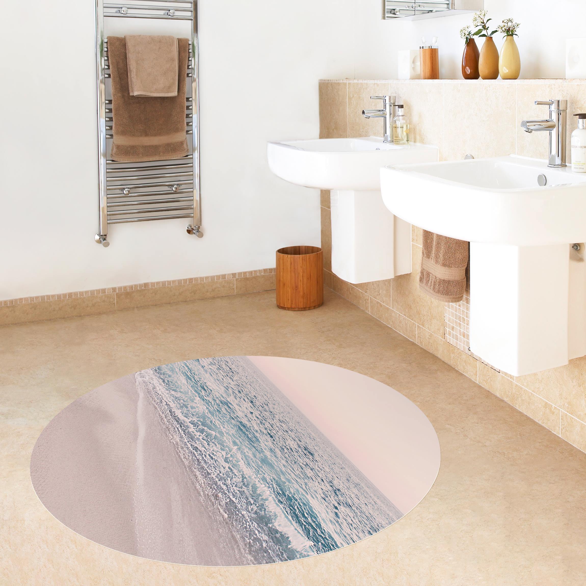 Runder Vinyl-Teppich Roségoldener Strand am Morgen