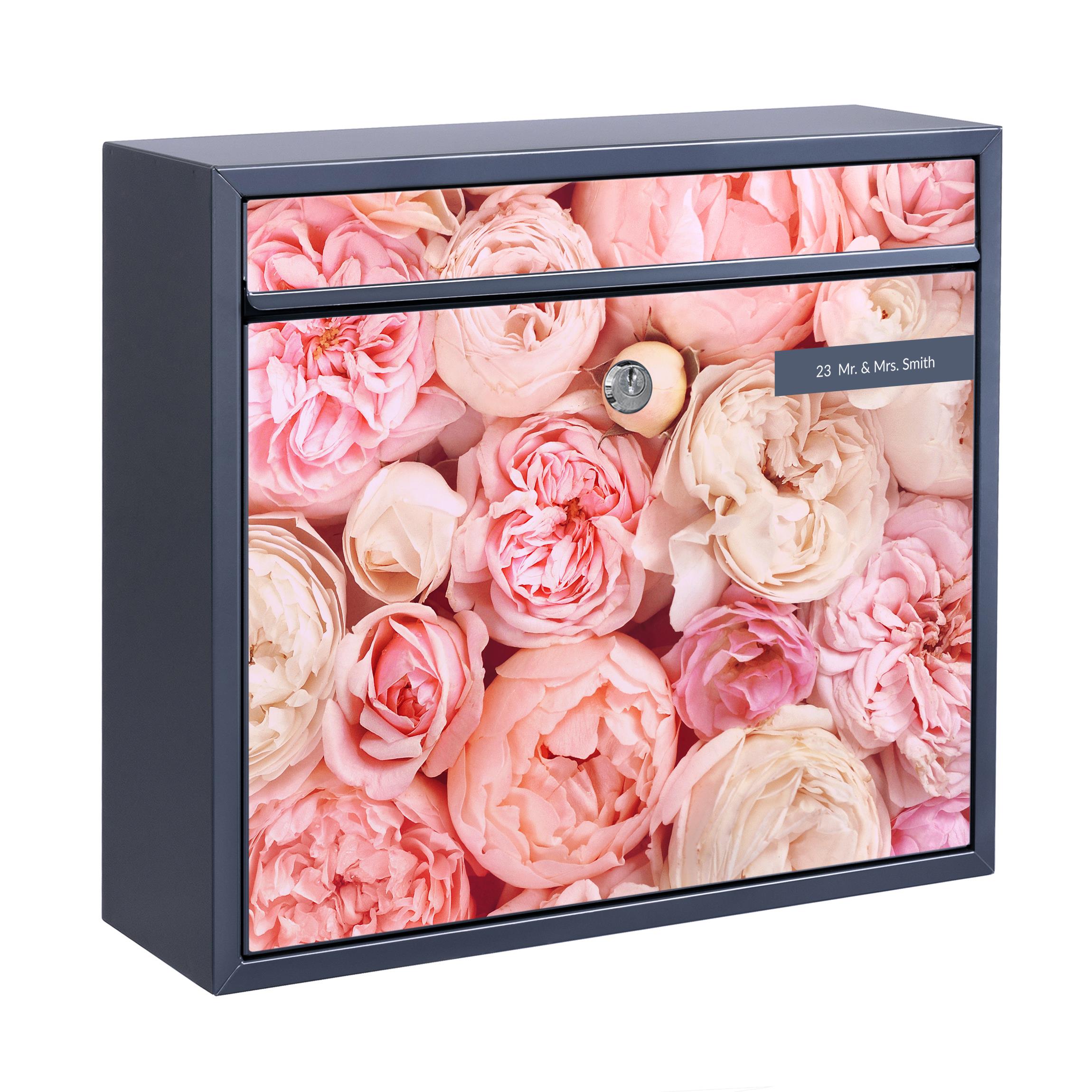 Briefkasten mit eigenem Text Rosen Rosé Koralle Shabby