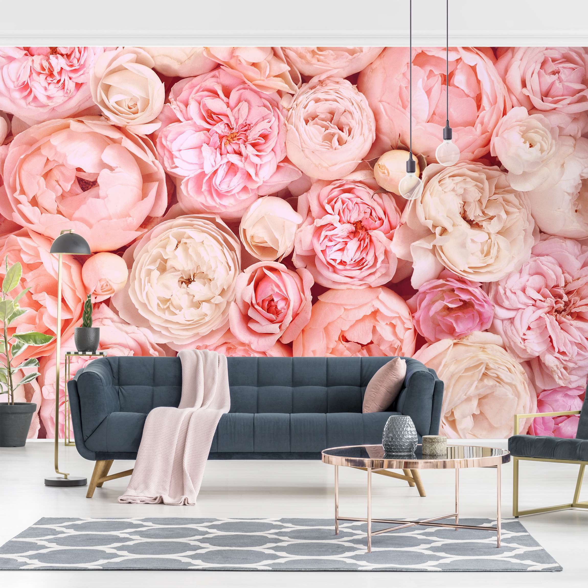 Fototapete Rosen Rosé Koralle Shabby