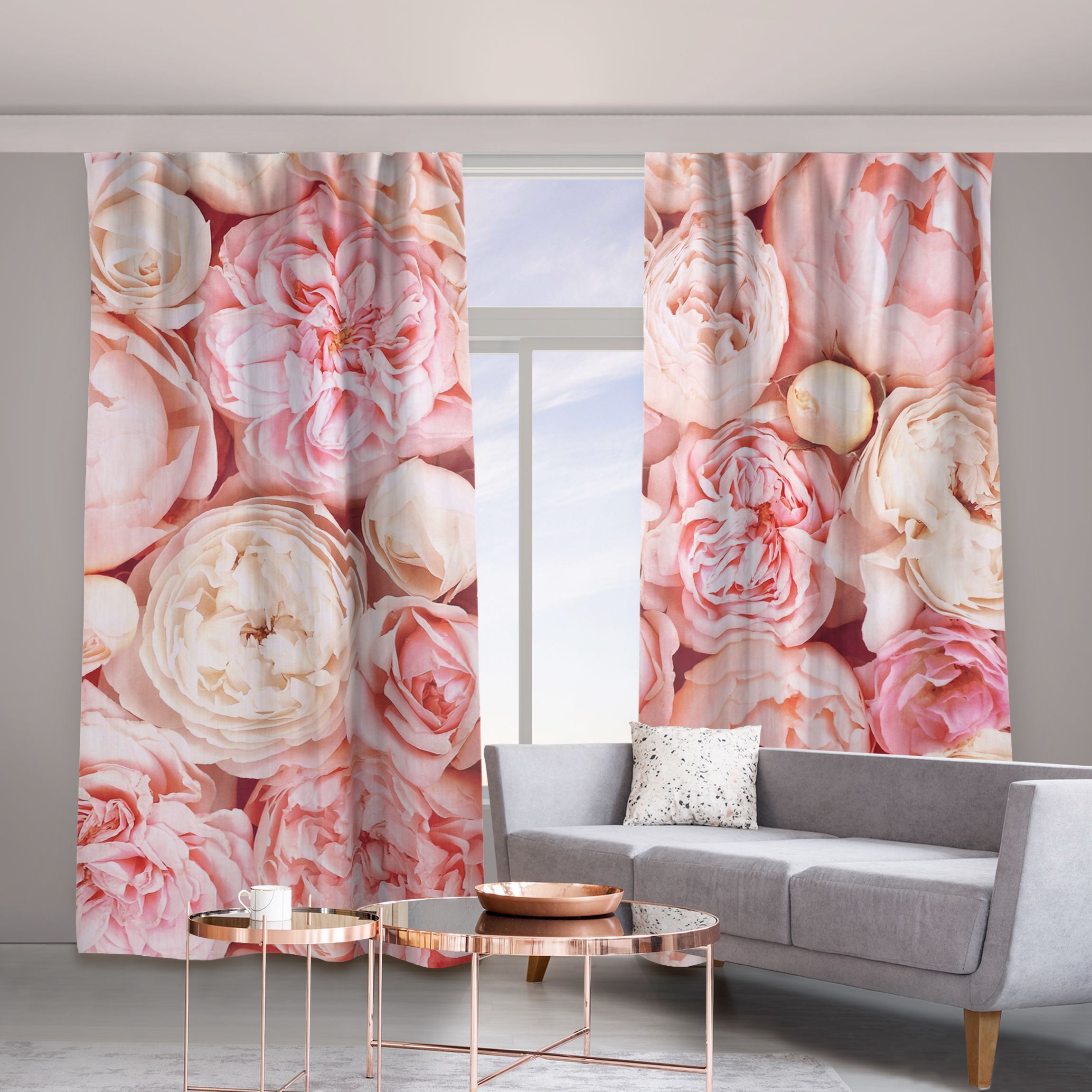 Vorhang Rosen Rosé Koralle Shabby