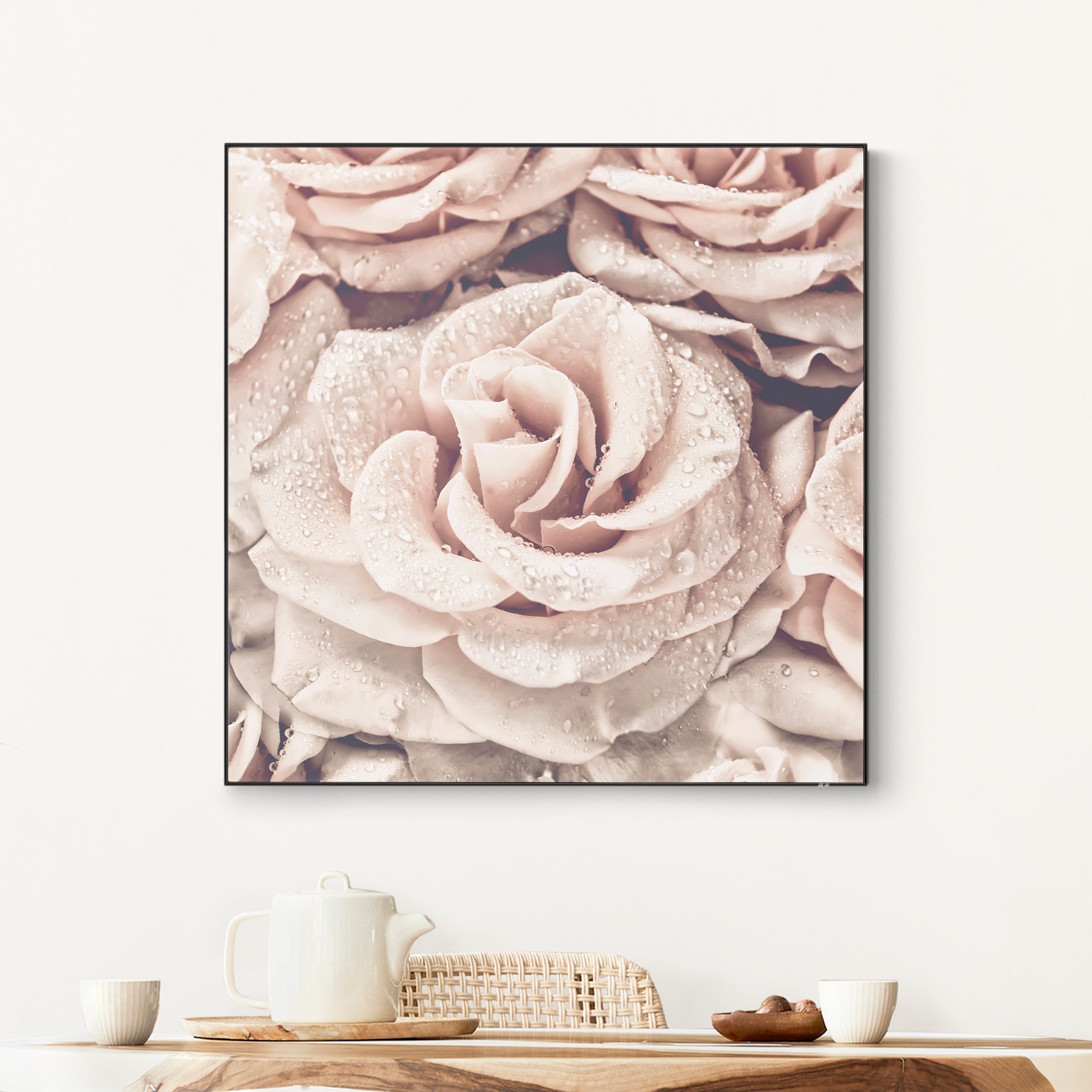 Wechselbild Rosen Sepia mit Wassertropfen