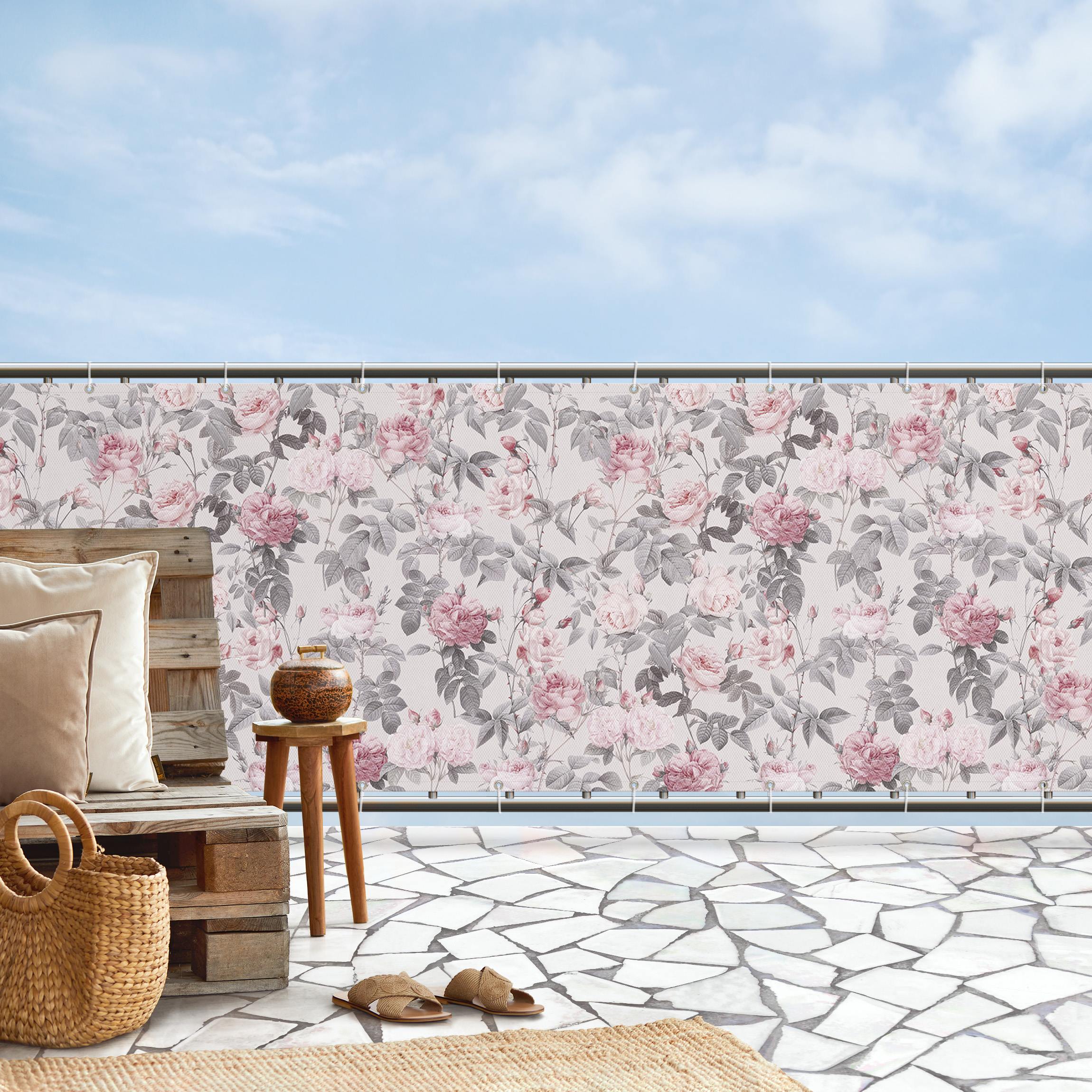 Balkon Sichtschutz Rosenblüten auf Rosa