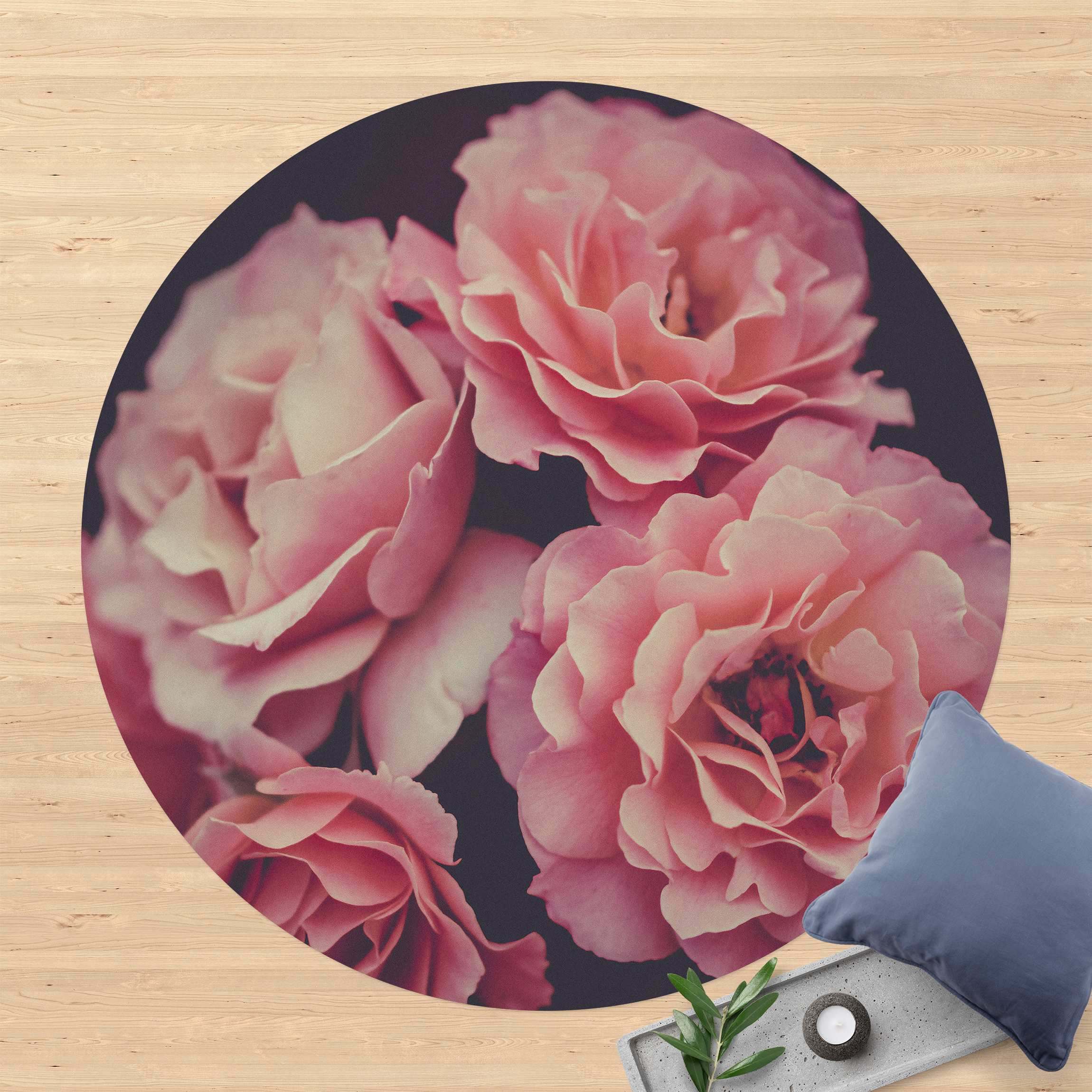 Runder Vinyl-Teppich Rosenträume
