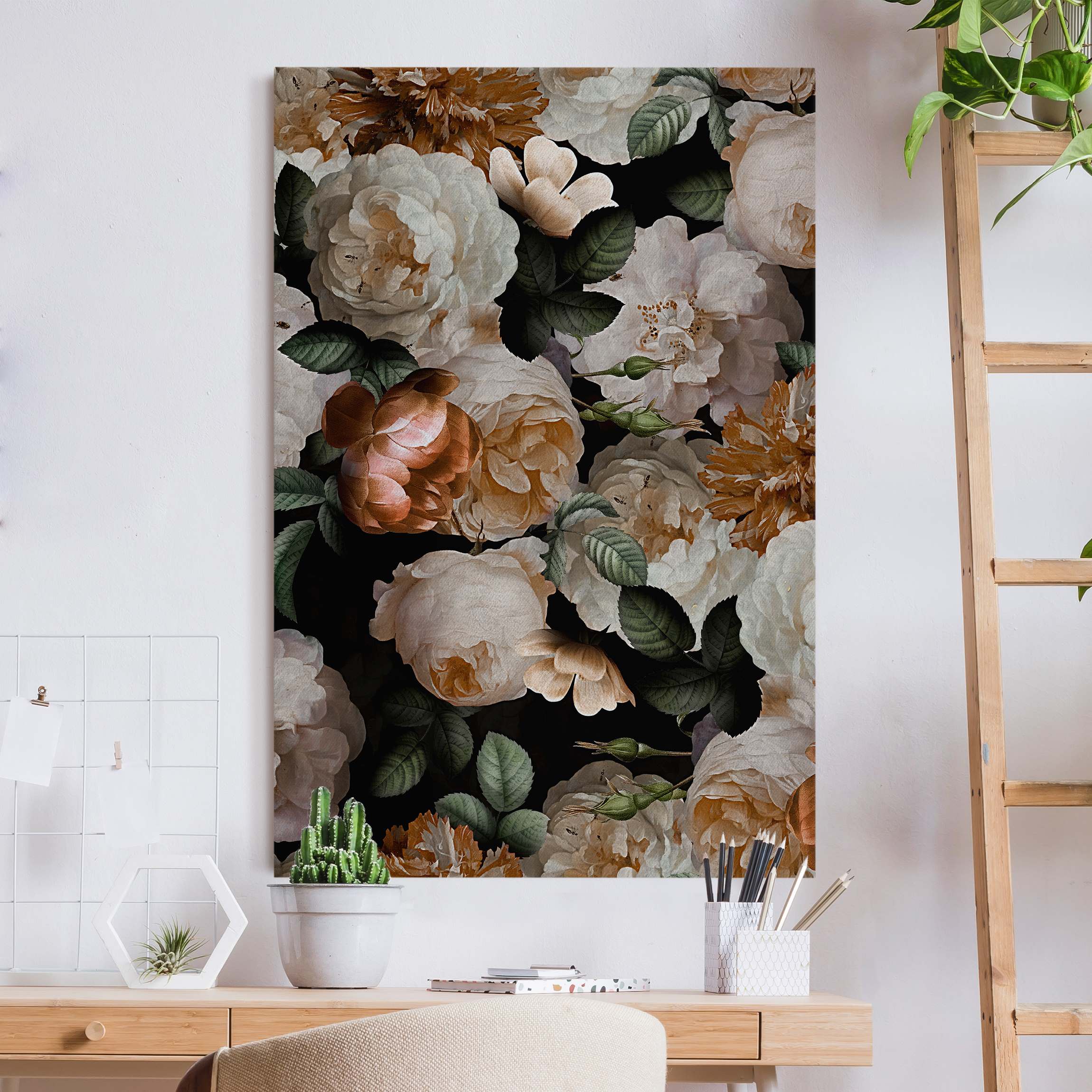 Akustikbild Rote Rosen mit Weißen Rosen II