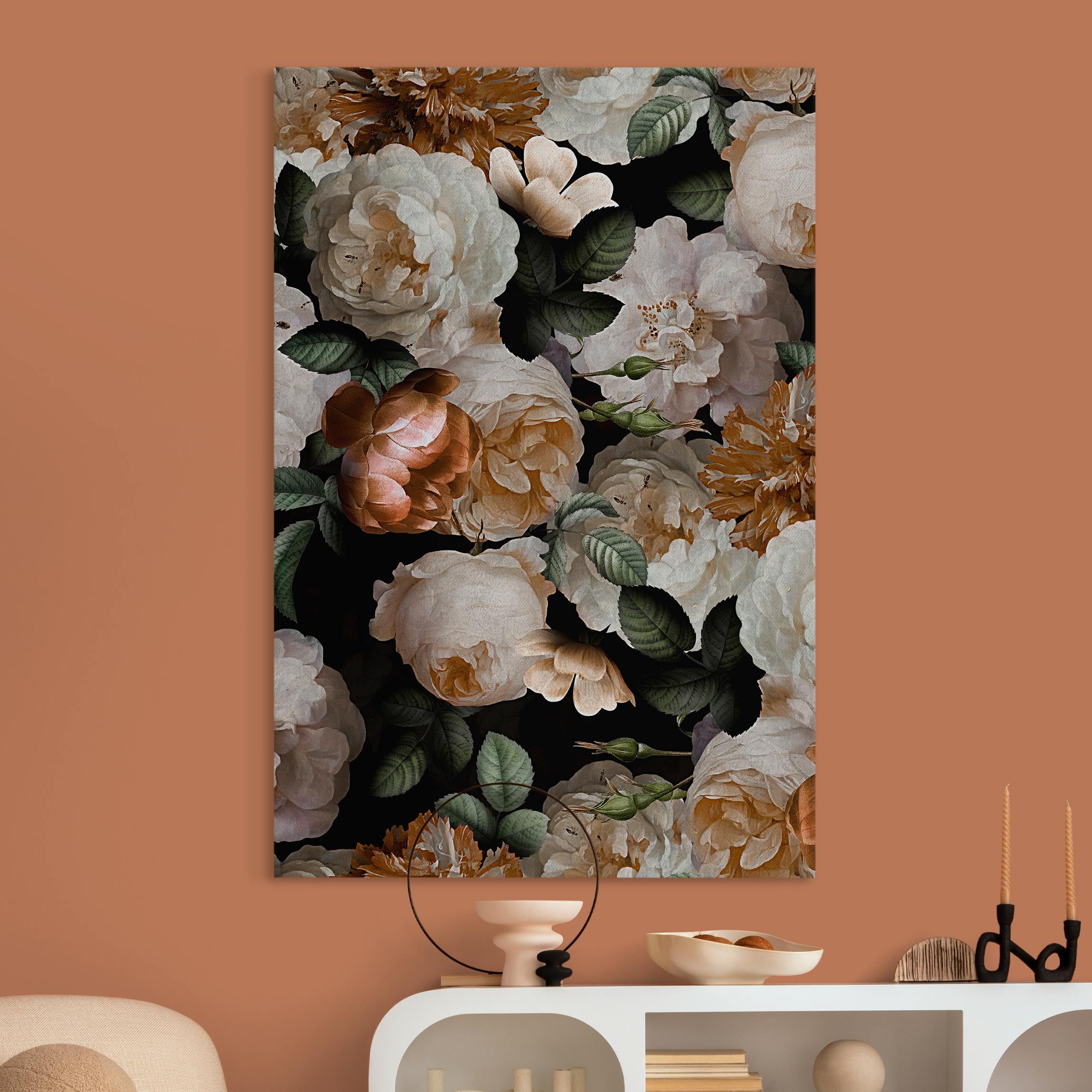 Akustikbild Rote Rosen mit Weißen Rosen II