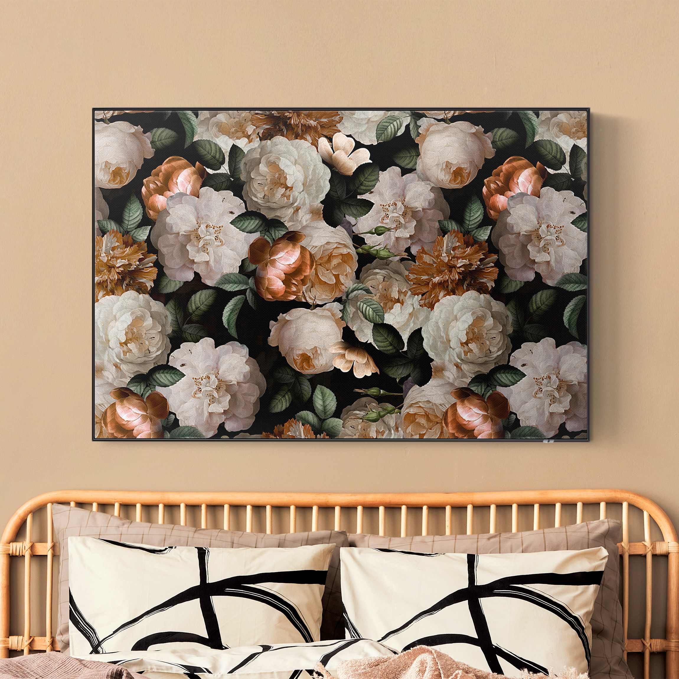 Akustik-Wechselbild Rote Rosen mit Weißen Rosen II