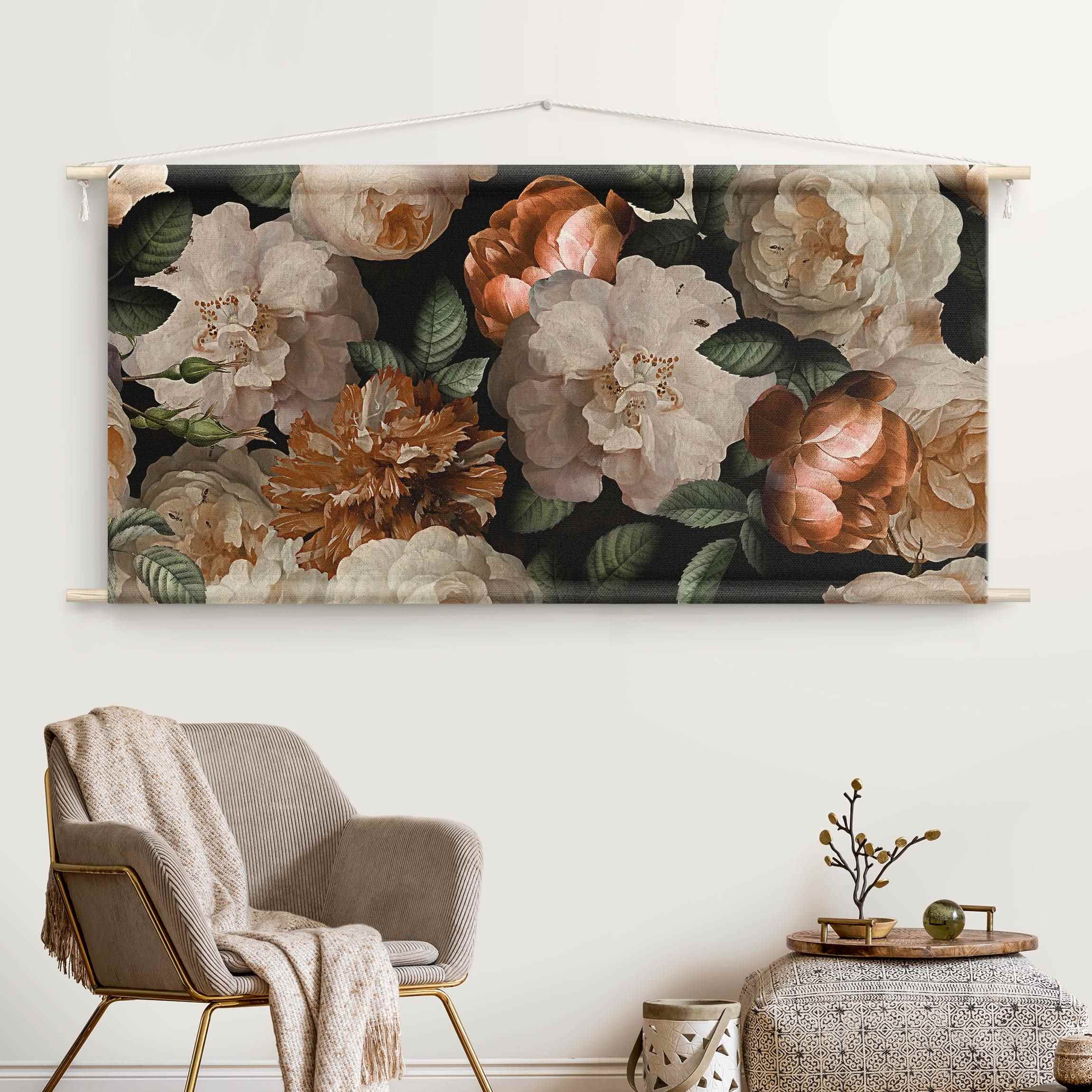 Wandteppich Rote Rosen mit Weißen Rosen