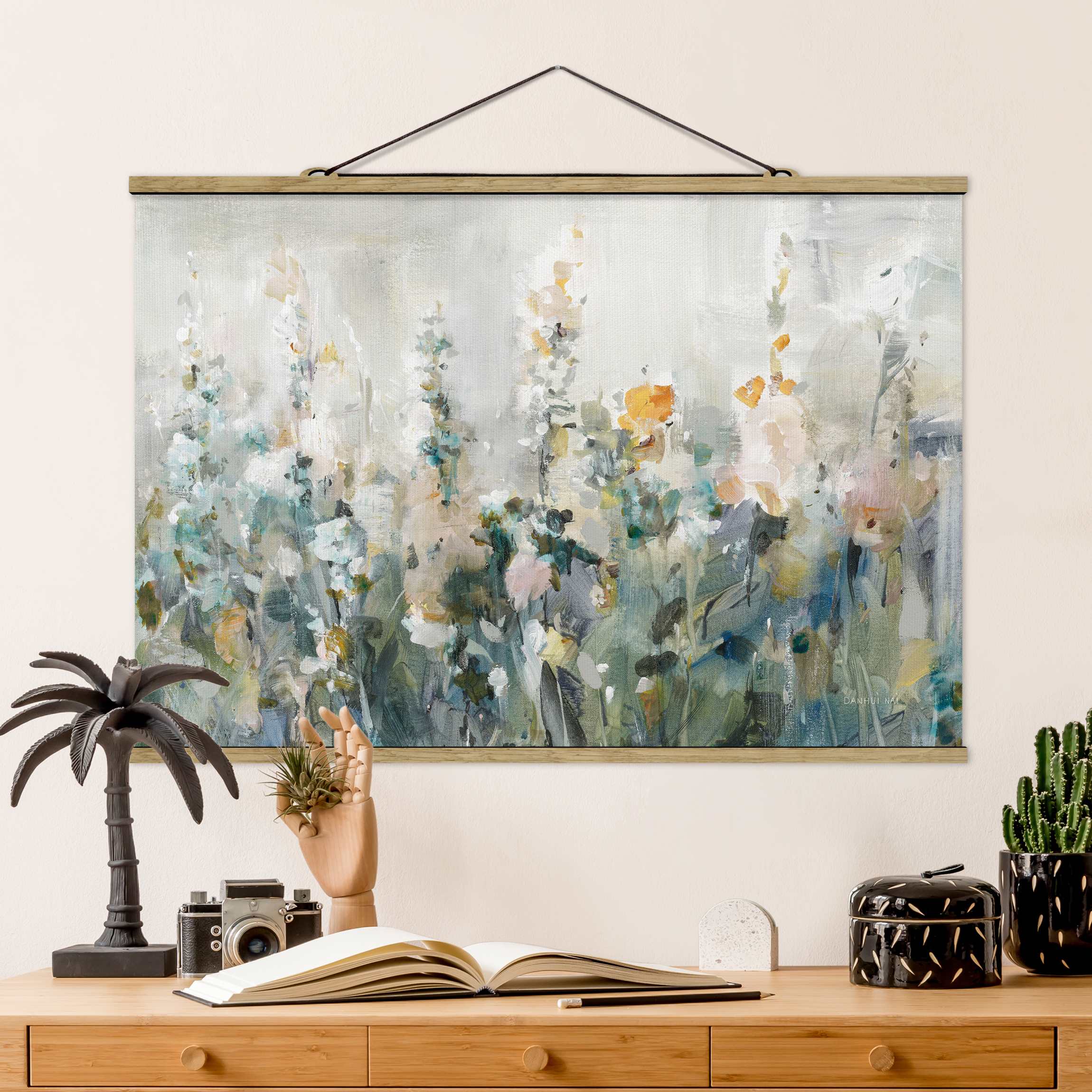 Stoffbild mit Posterleisten Rustikaler Garten