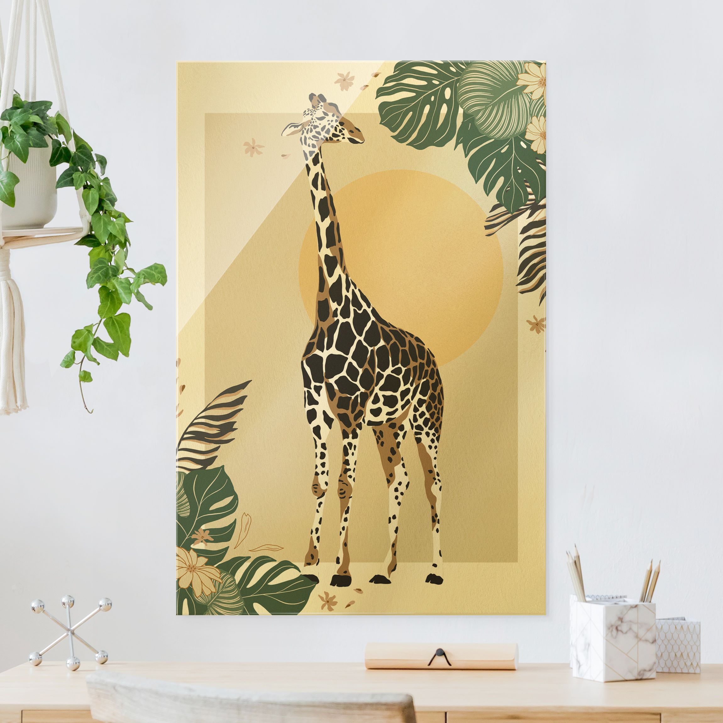 Glasbild Safari Tiere - Giraffe