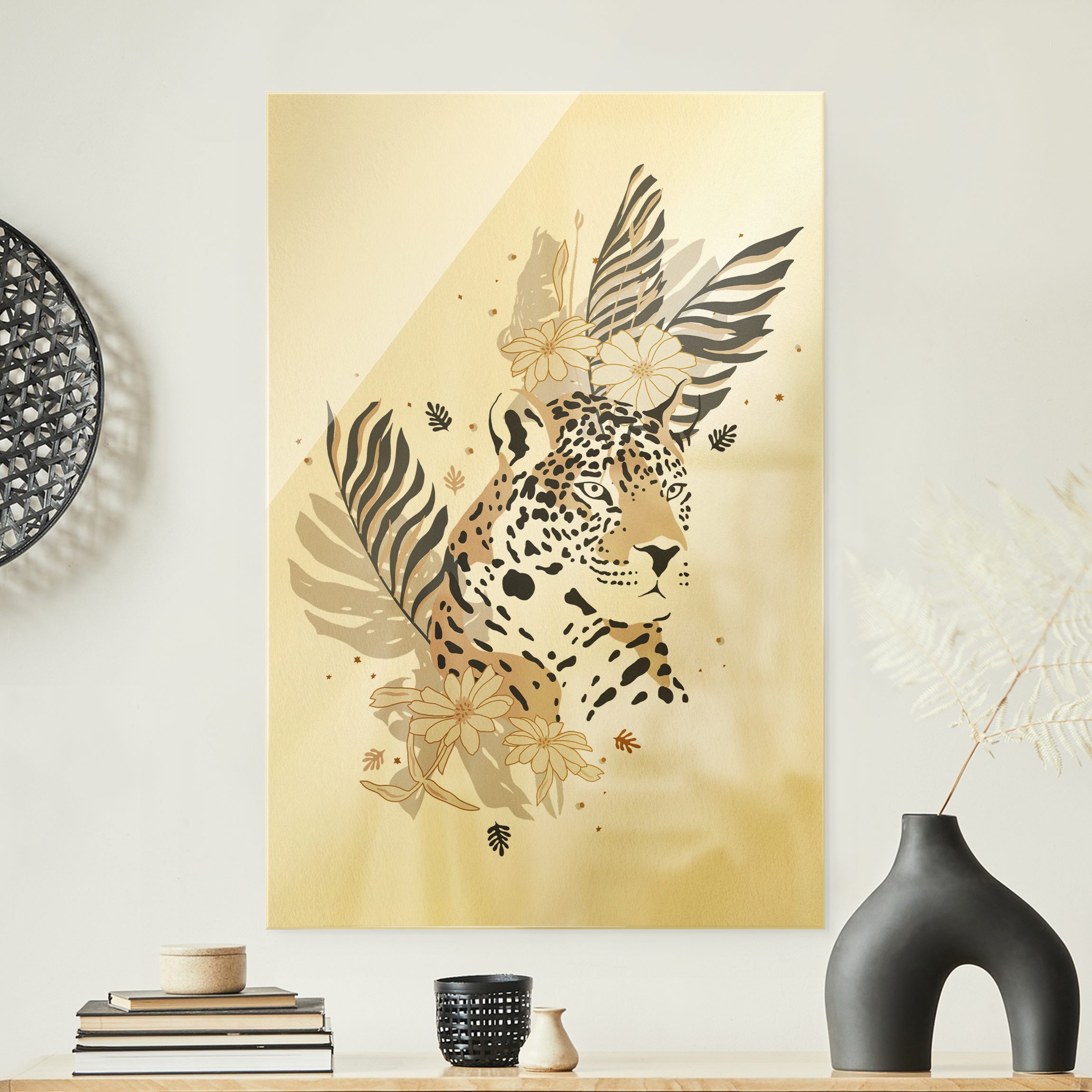 Glasbild Safari Tiere - Portrait Leopard
