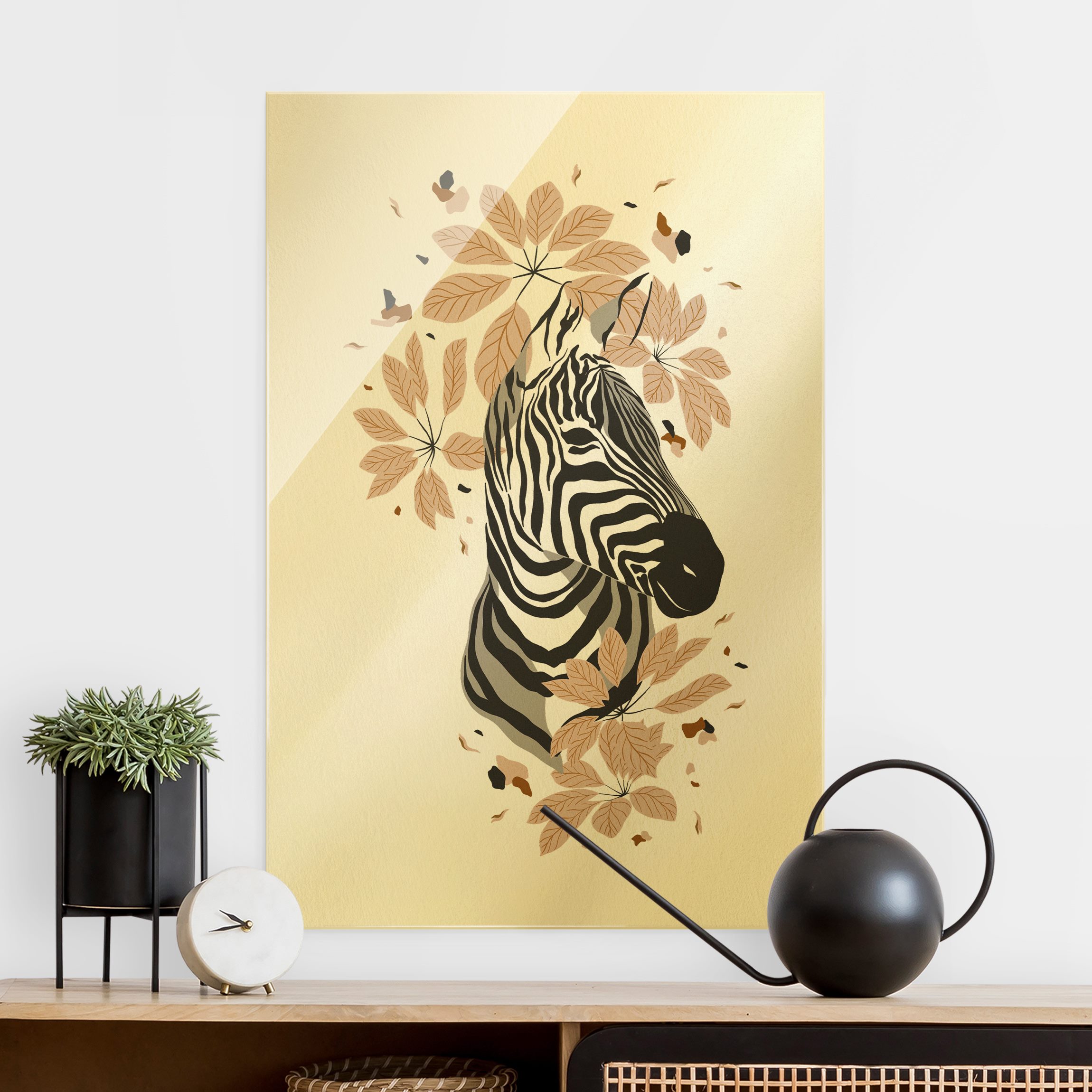 Glasbild Safari Tiere - Portrait Zebra