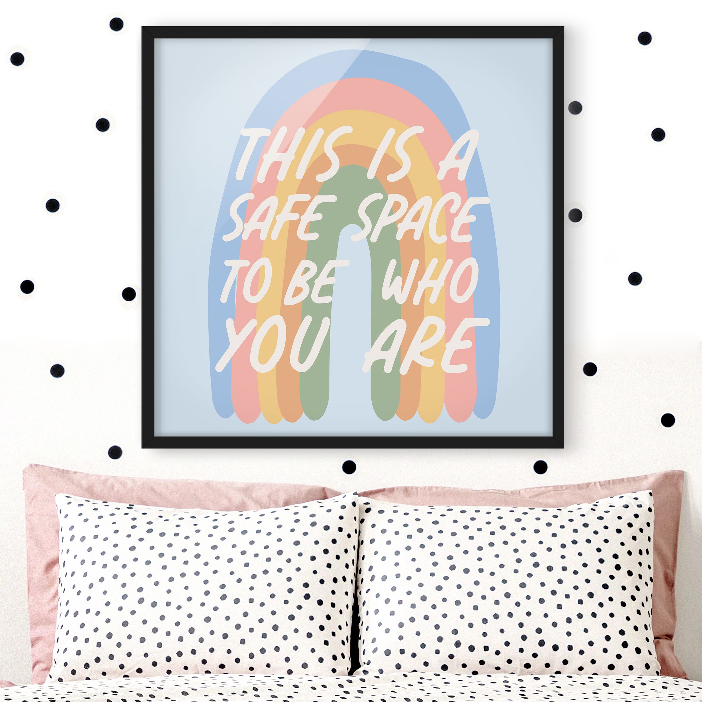 Bild mit Rahmen Safe Place Rainbow
