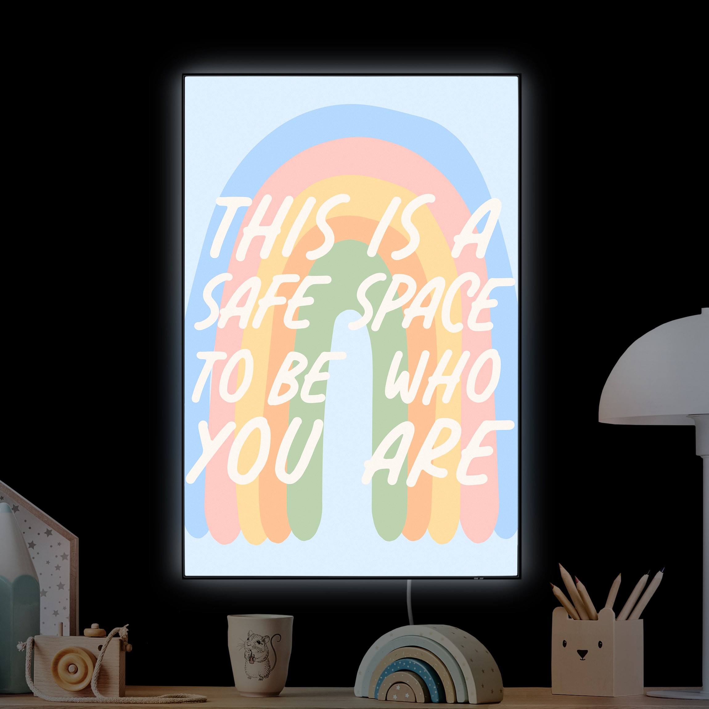 LED-Wechselbild Safe Place Rainbow