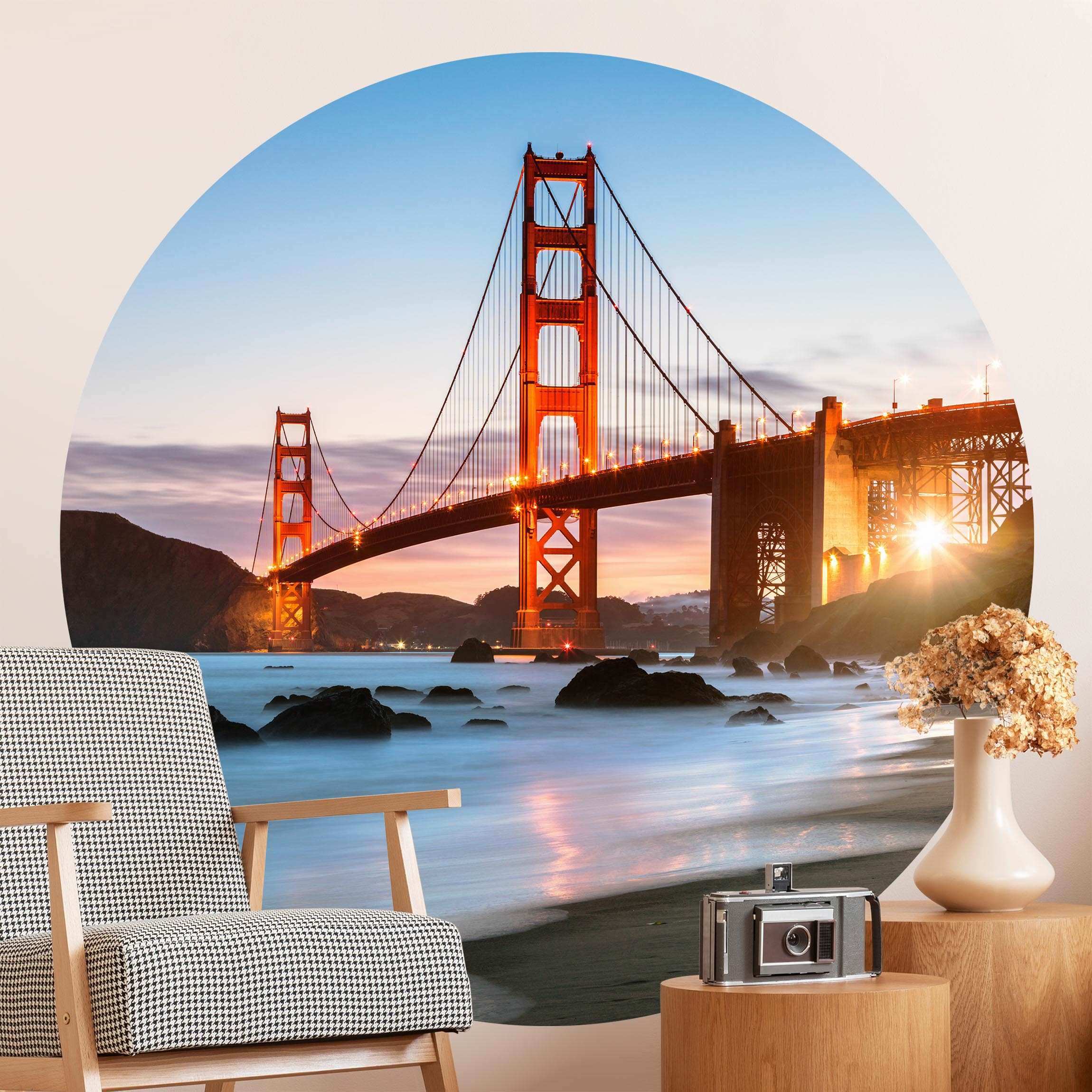 Runde Tapete selbstklebend San Francisco bei Dämmerung