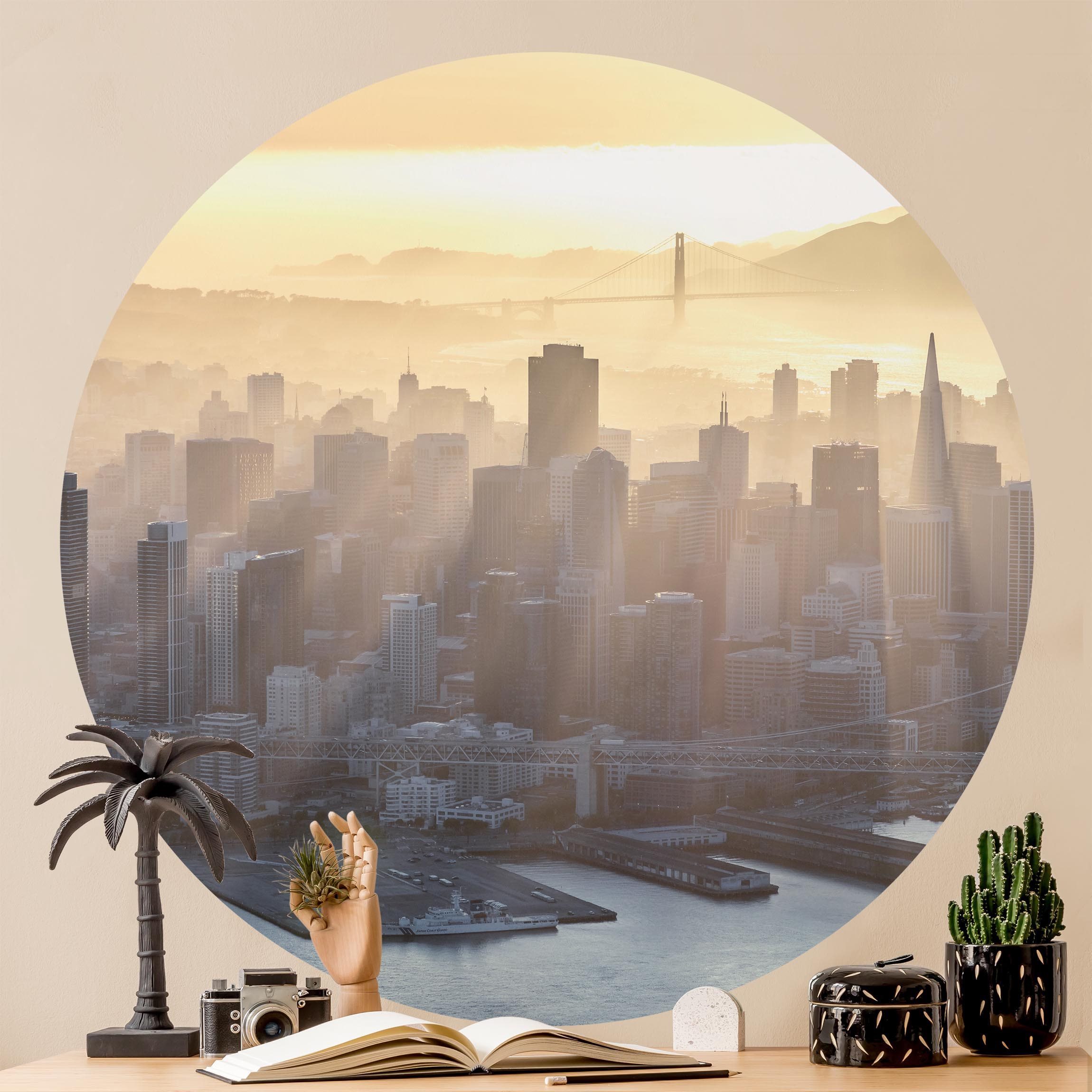 Runde Tapete selbstklebend San Francisco im Morgengrauen