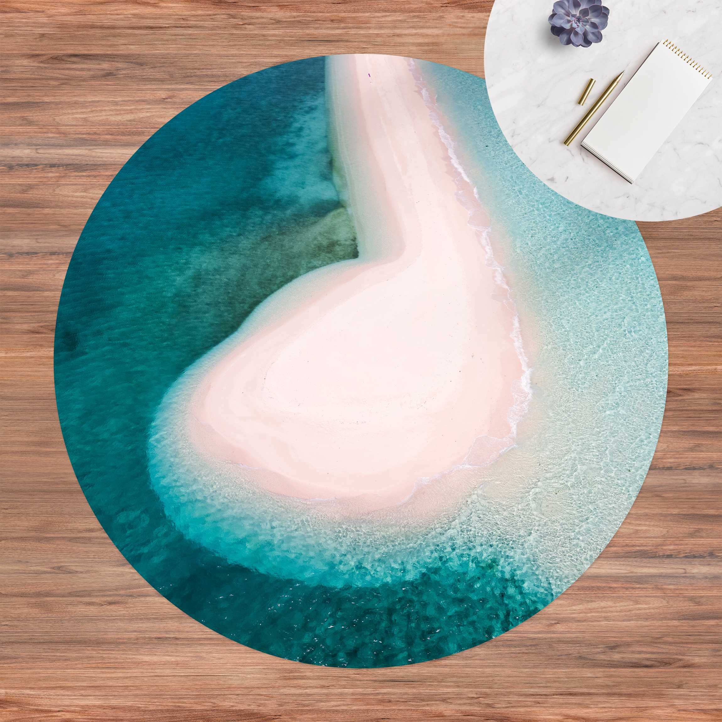Runder Vinyl-Teppich Sandbank im Ozean